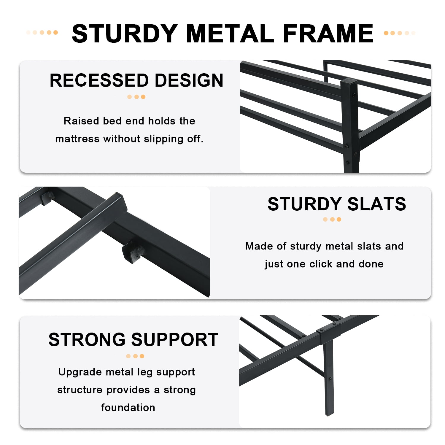 4 EVER WINNER Twin Size Bed Frame with LED Light, Twin LED Bed Frame with Charging Station, Metal Platform Bed Frame with Shelf Headboard, Black