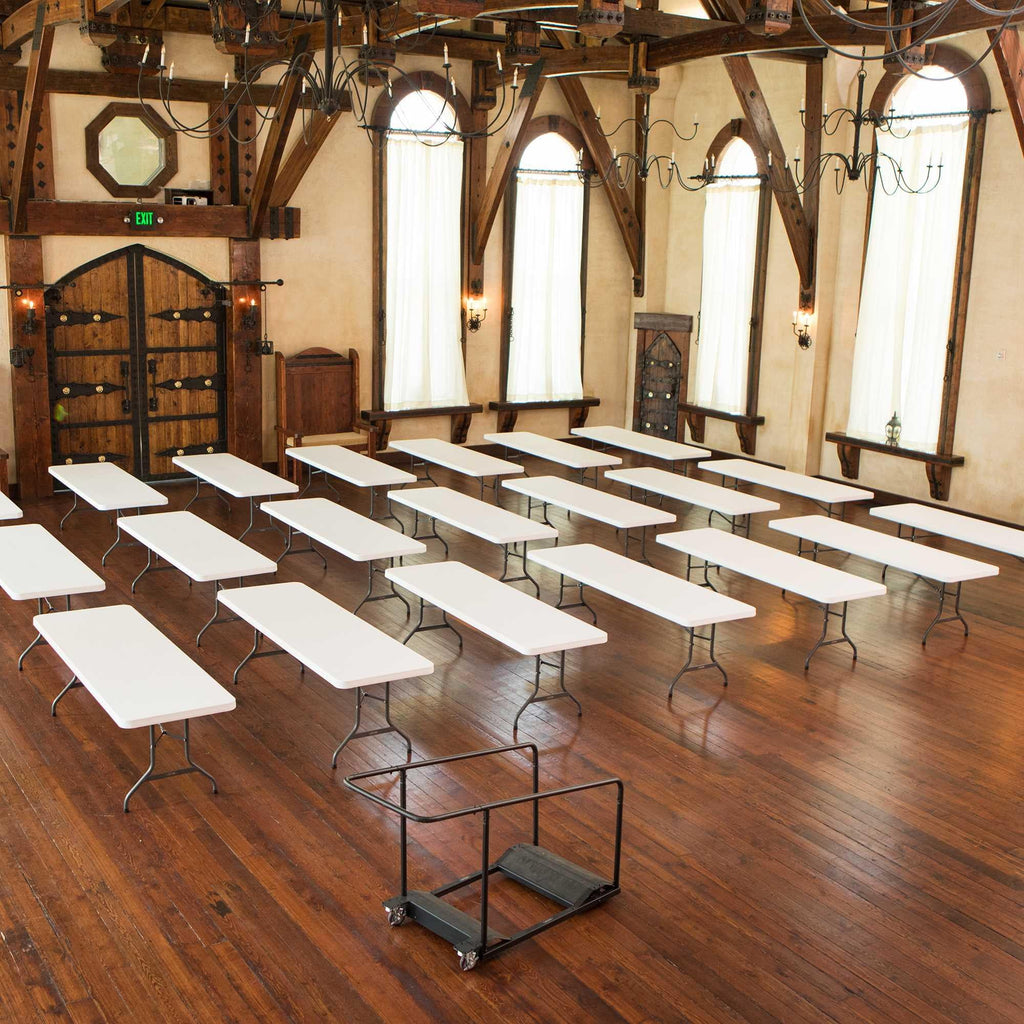 Lifetime 8 ft. Folding Tables, White, Set of 22 with Cart, Indoor/Outdoor, Commercial Grade, (80135)