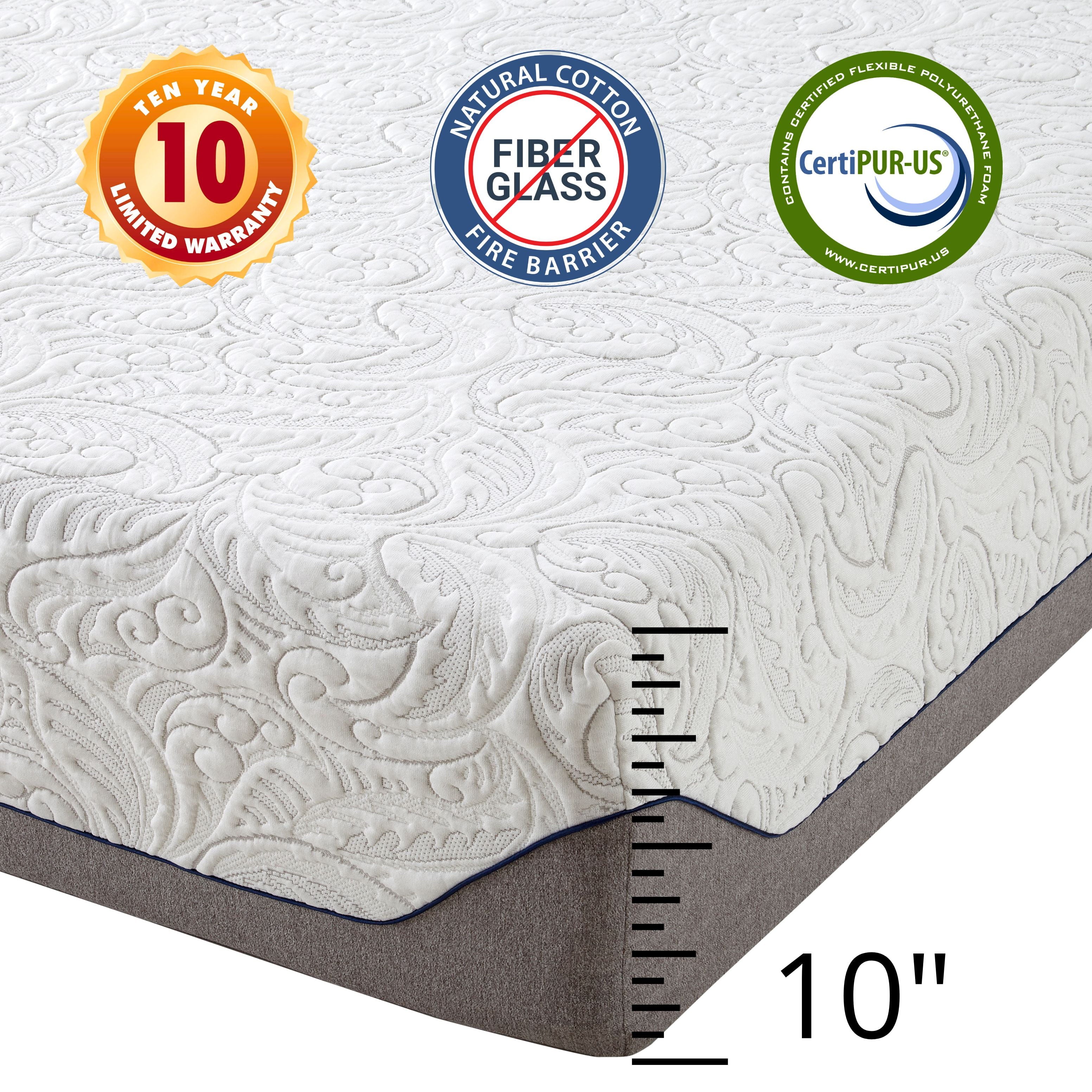Boyd Sleep Air Flow 10" Gel Memory Foam Mattress, Medium Firm, Adult, Twin with Zip-off Cover