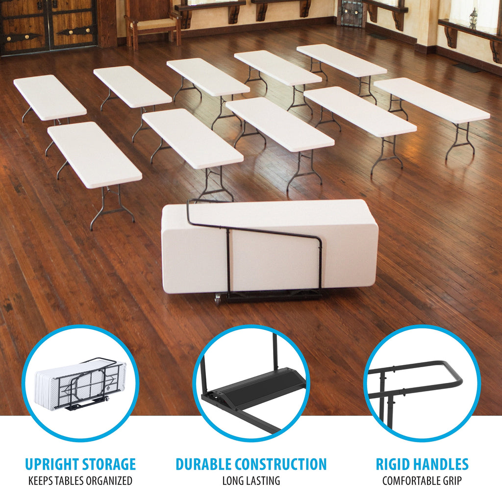 Lifetime 8 ft. Folding Tables, White, Set of 22 with Cart, Indoor/Outdoor, Commercial Grade, (80135)