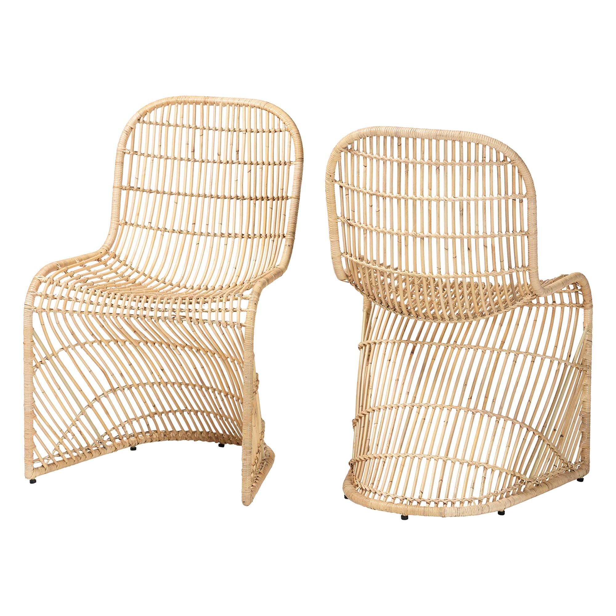 bali & pari Rosalba Boho Dining Chair, 2-Piece, Light Honey