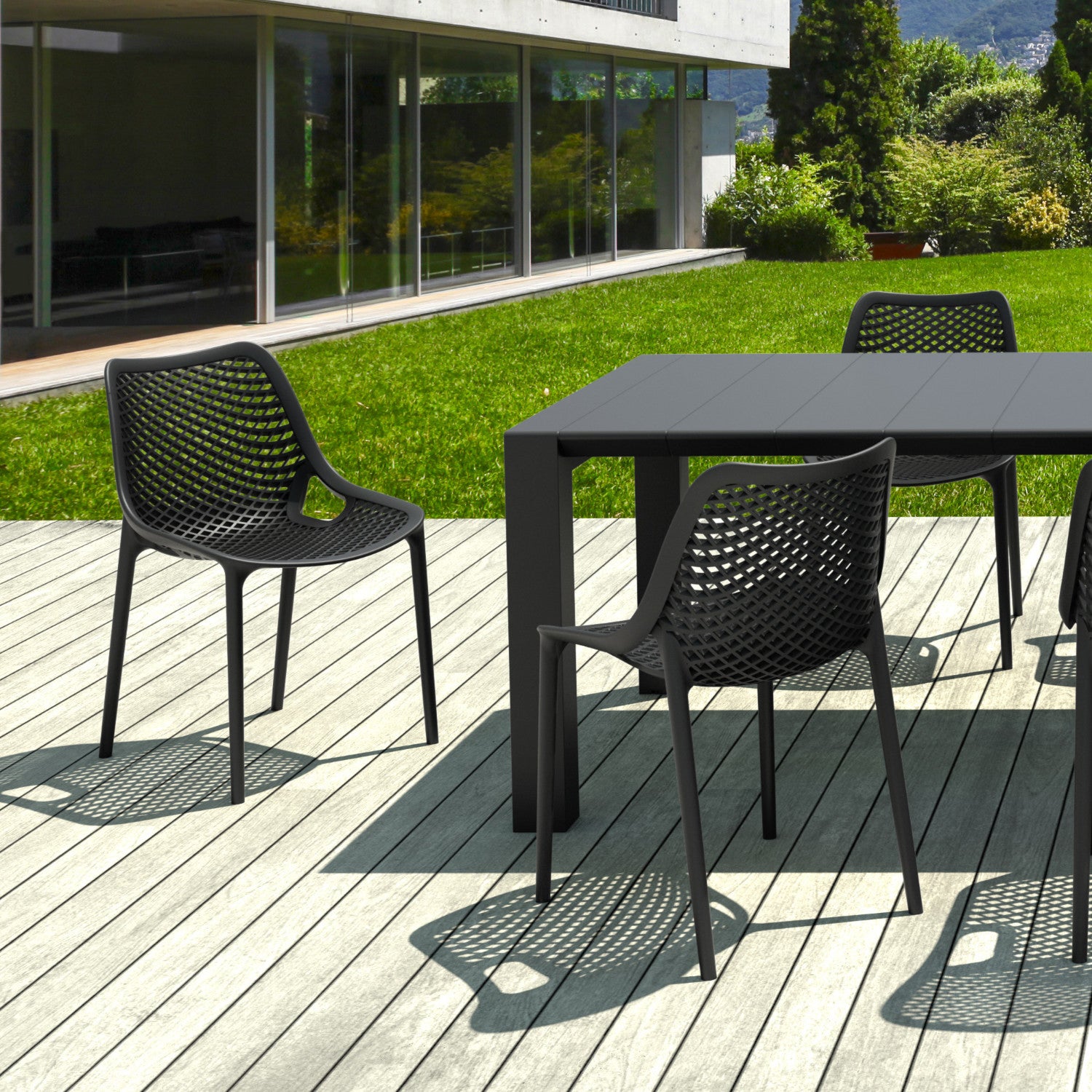 Air Extension 9 Piece Dining Set in Black