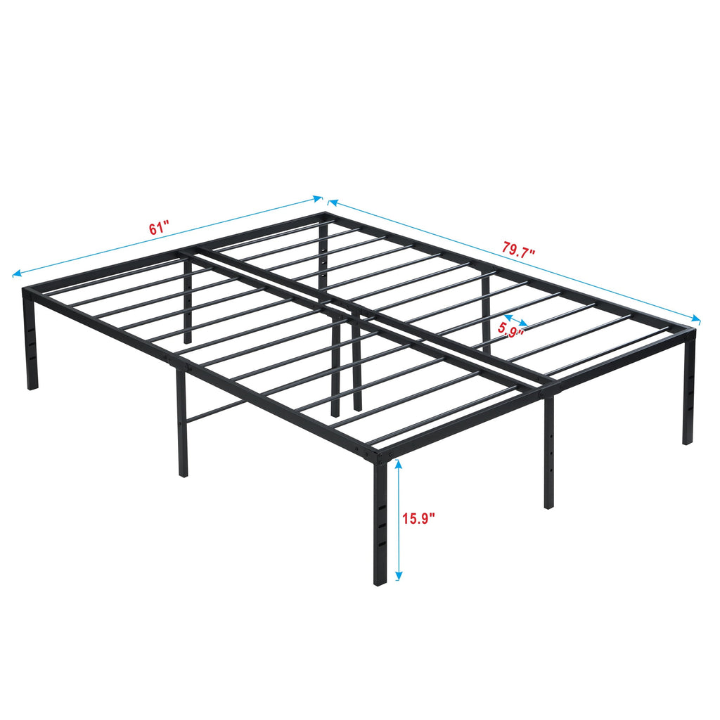 18in Queen Bed Frames, LEGAHOME Heavy Duty Queen Size Metal Platform Bed Frame, Queen Bed No Box Spring Needed with Adjustable Height, Queen