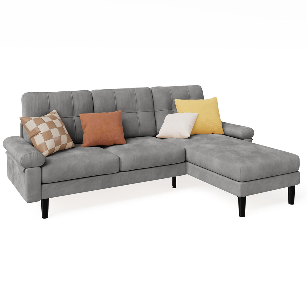 Aiho L-Shaped Sleeper Sofa Bed with 3 Pillows– Convertible Sectional Couch for Living Room, Small Spaces & Guest Bed, Dark Gray