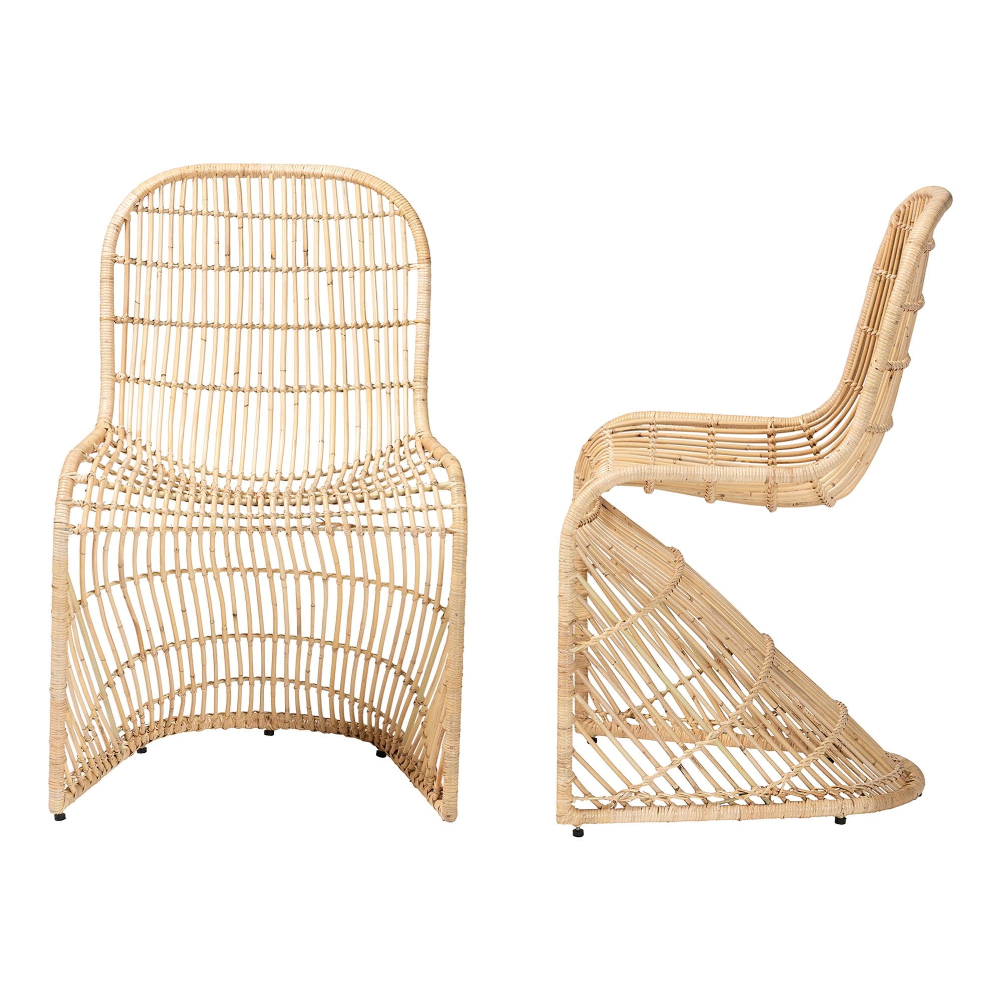 bali & pari Rosalba Boho Dining Chair, 2-Piece, Light Honey