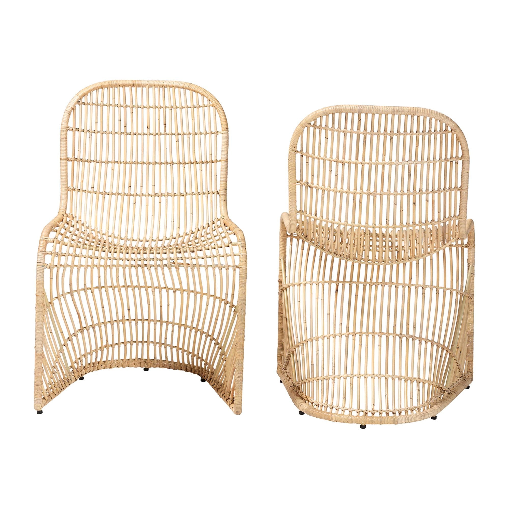 bali & pari Rosalba Boho Dining Chair, 2-Piece, Light Honey