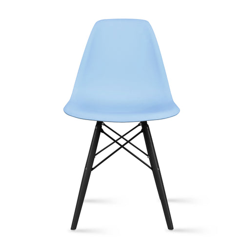 2xhome Blue Mid Country Modern Molded Shell Designer Plastic Chair Side No Arms Wheels Armless Dark Wood Wooden Eiffel for Dining Room Bedroom Kitchen Accent Office DSW Comfortable Desk