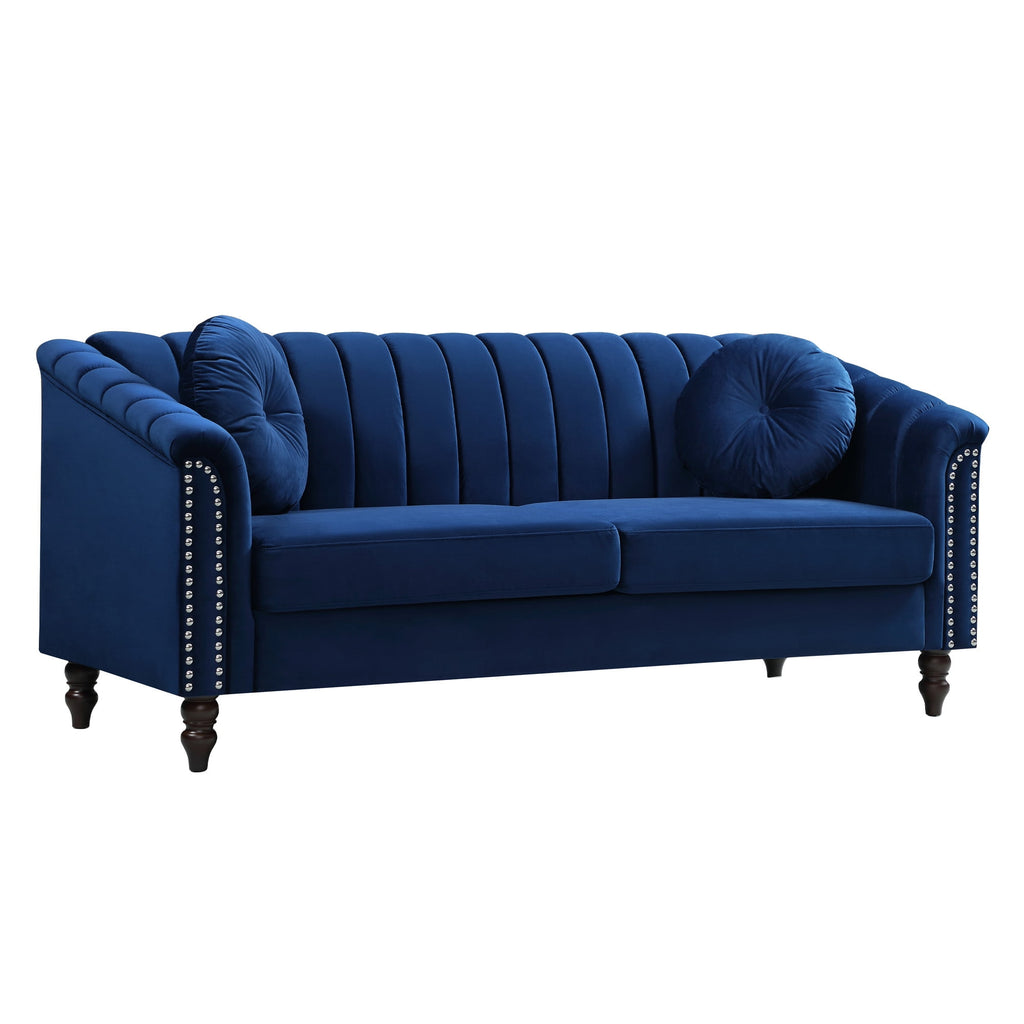 Aukfa Sofa Chair, Velvet Accent Chair with Pillow for Living Room, Blue