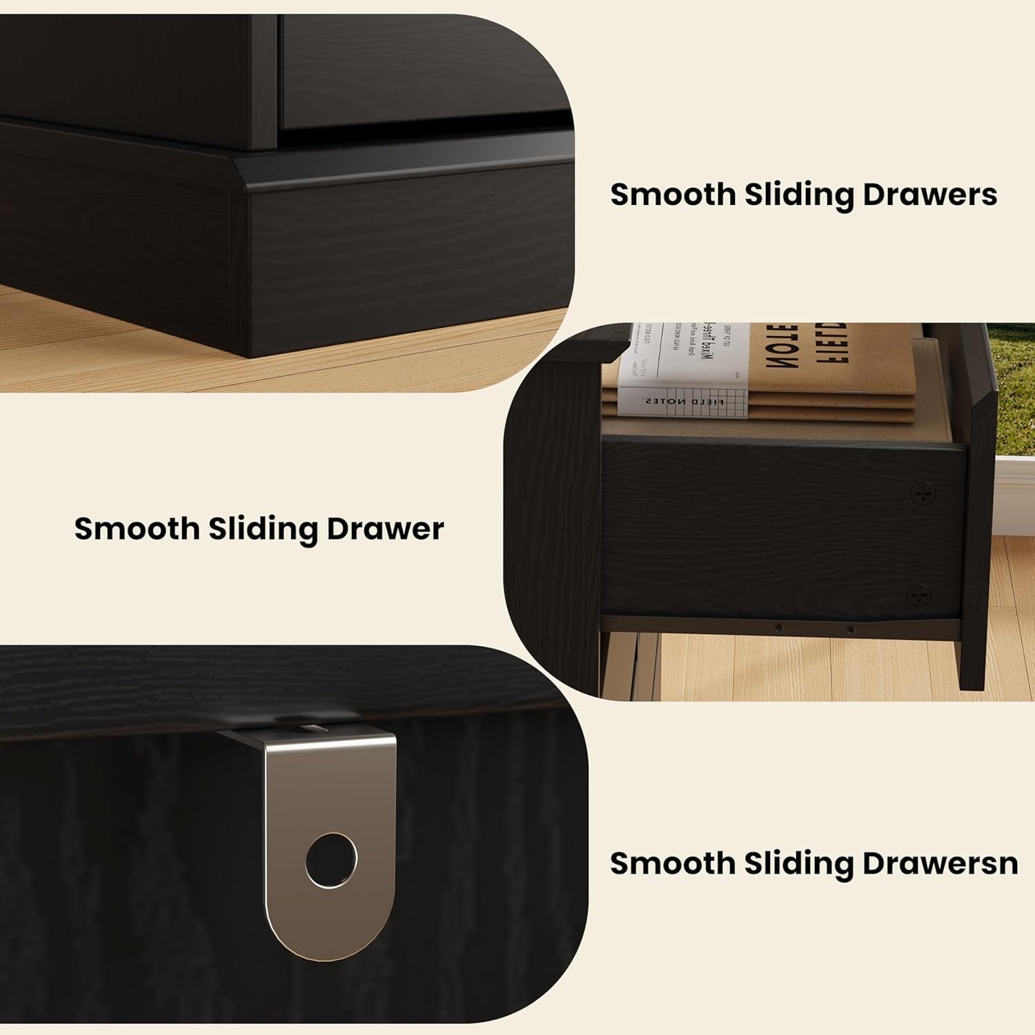 6 Drawers Dresser,Mid Century Modern Dresser with LED&Charging Station,Boho Dressers for Bedroom, Living Room, Hallway