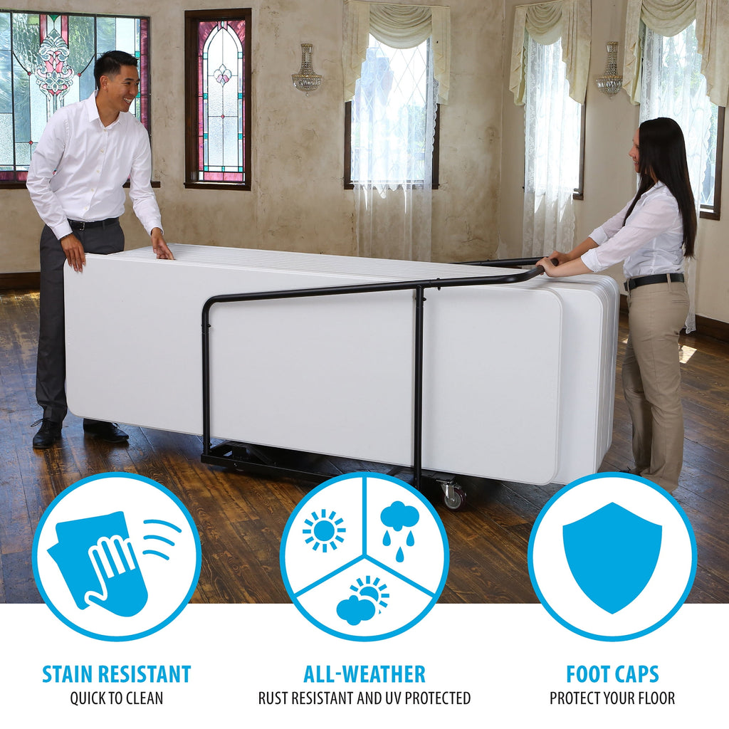 Lifetime 8 ft. Folding Tables, White, Set of 22 with Cart, Indoor/Outdoor, Commercial Grade, (80135)