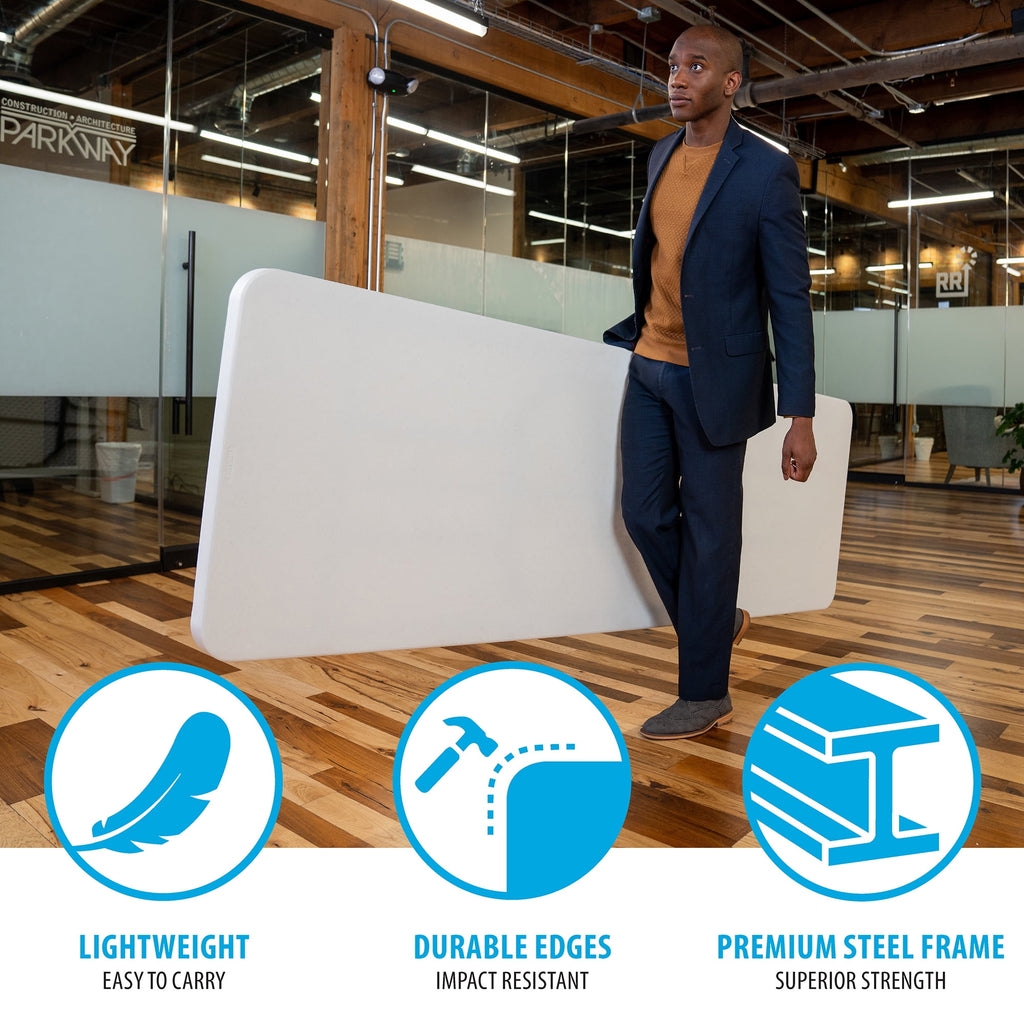 Lifetime 8 ft. Folding Tables, White, Set of 22 with Cart, Indoor/Outdoor, Commercial Grade, (80135)