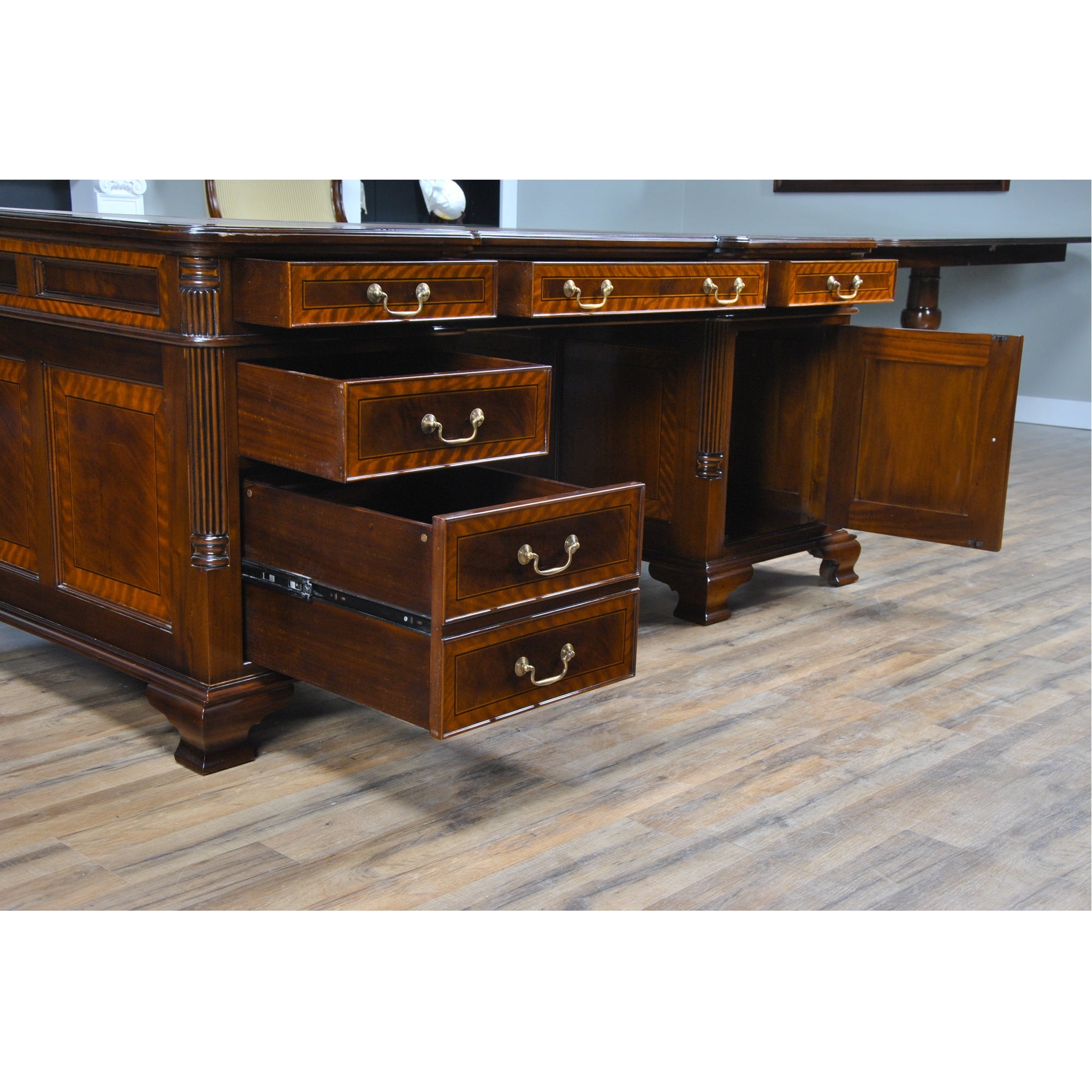 Banded Mahogany Partners Desk