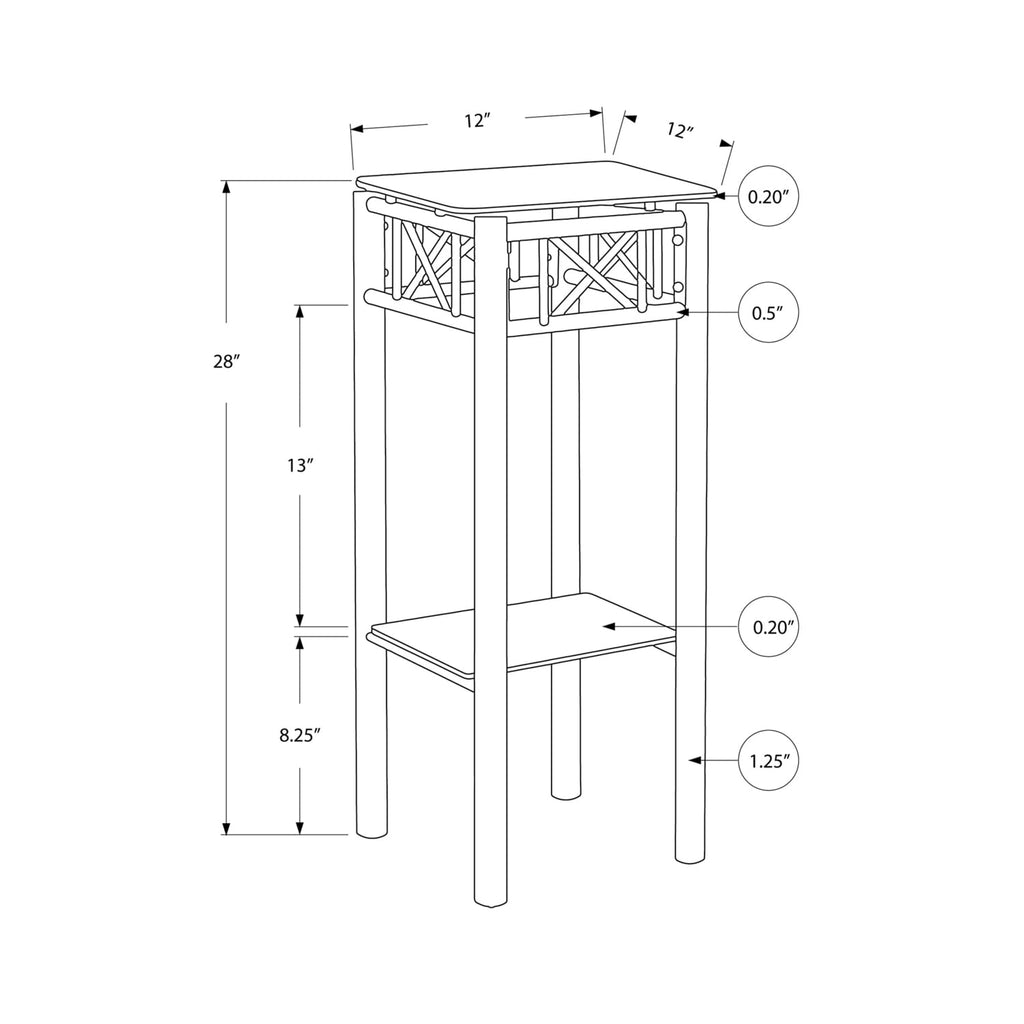 Accent Table, Side, End, Plant Stand, Square, Living Room, Bedroom, Metal, Tempered Glass, Black, Transitional