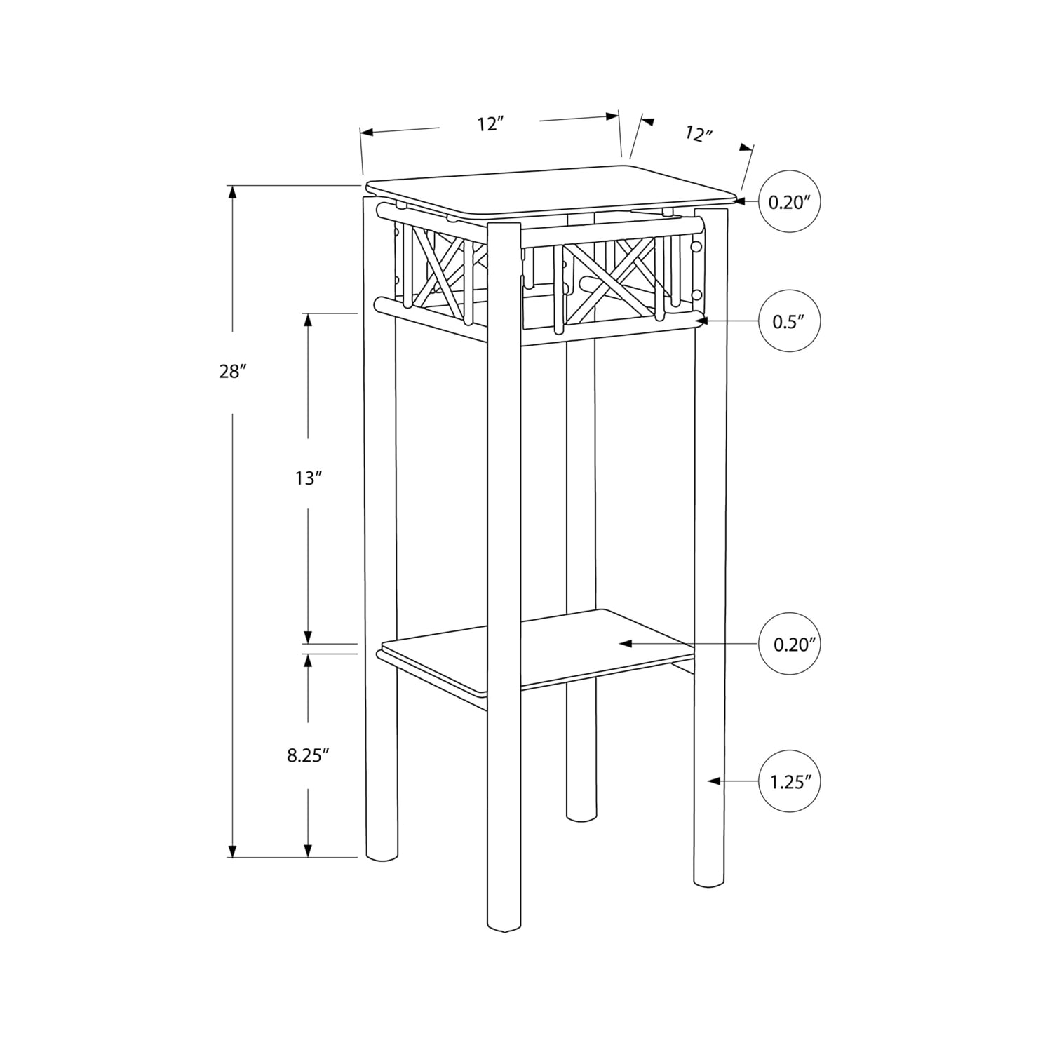 Accent Table, Side, End, Plant Stand, Square, Living Room, Bedroom, Metal, Tempered Glass, Black, Transitional
