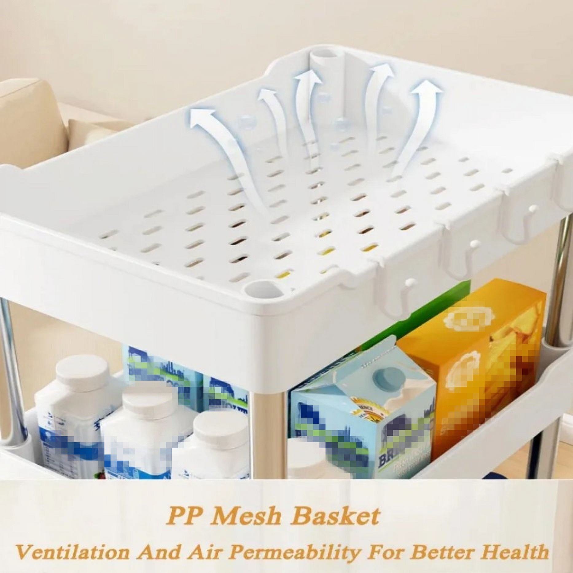 4 Tier Slim Rolling Storage Cart Organizer 15.4" Utility Cart with Wheels Rolling Narrow Places