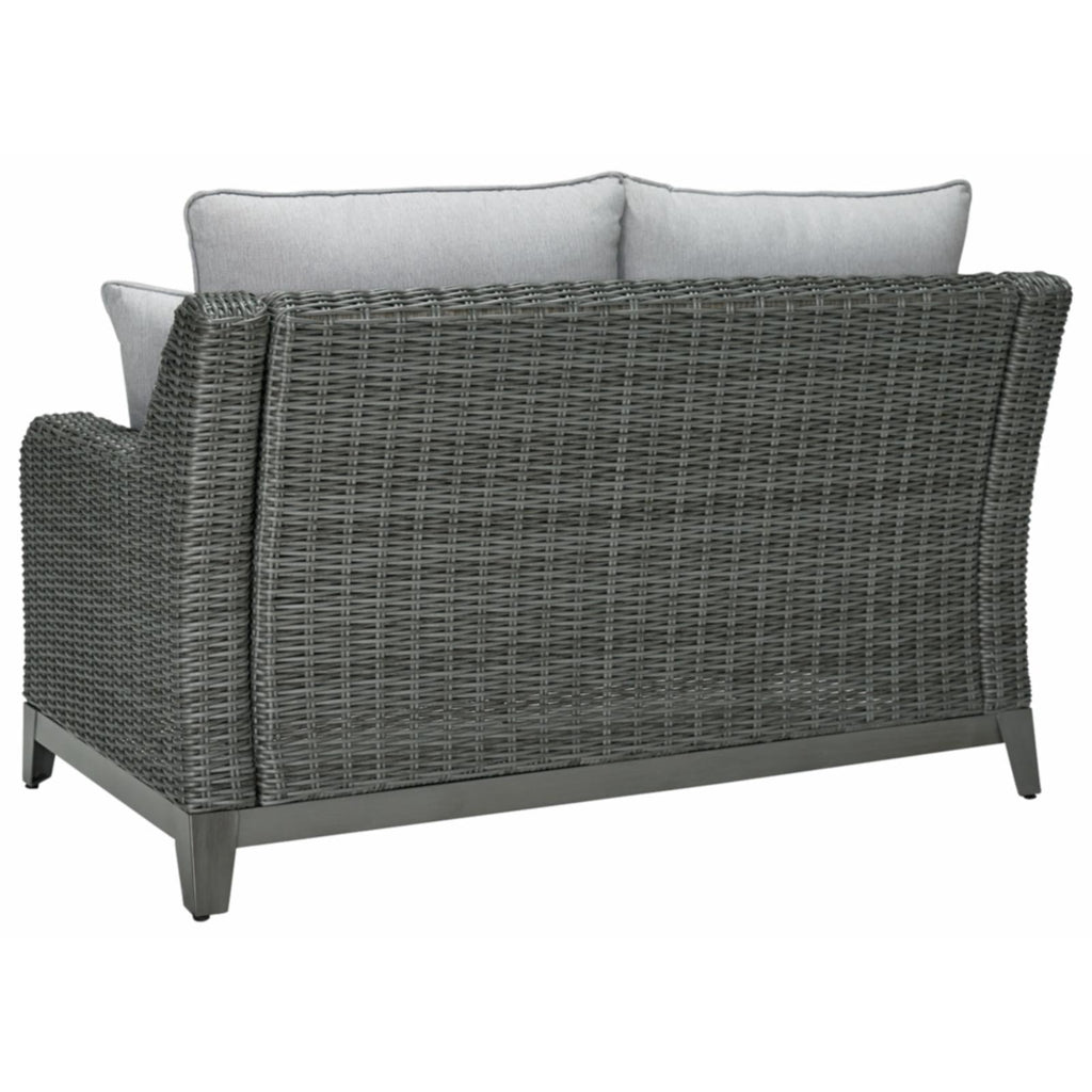 Ashley Furniture Elite Park Outdoor Fabric Loveseat with Cushion in Gray
