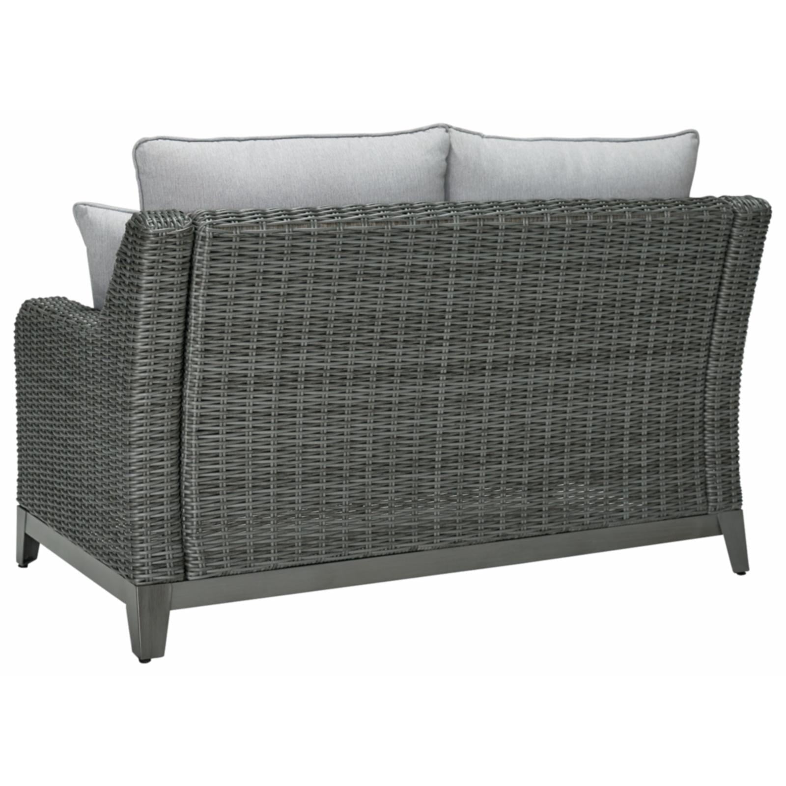 Ashley Furniture Elite Park Outdoor Fabric Loveseat with Cushion in Gray