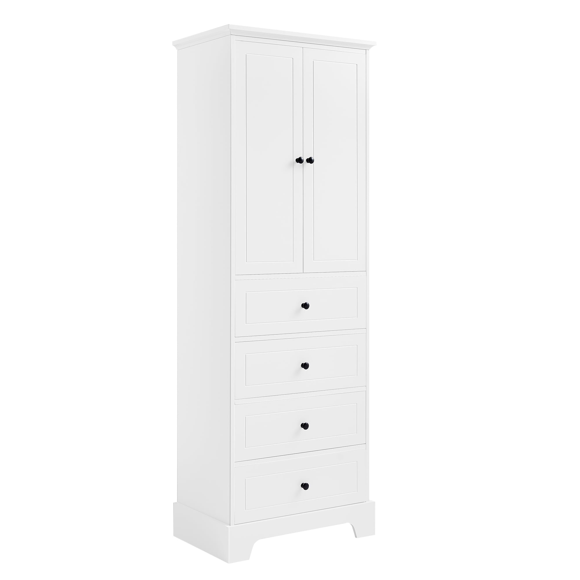 Bellemave Wooden Storage Cabinet with Adjustable Shelves and Drawers Freestanding Tall Cabinet for Bathroom, Kitchen, Living Room Water Proof File Cabinet Floor Cabinet, White