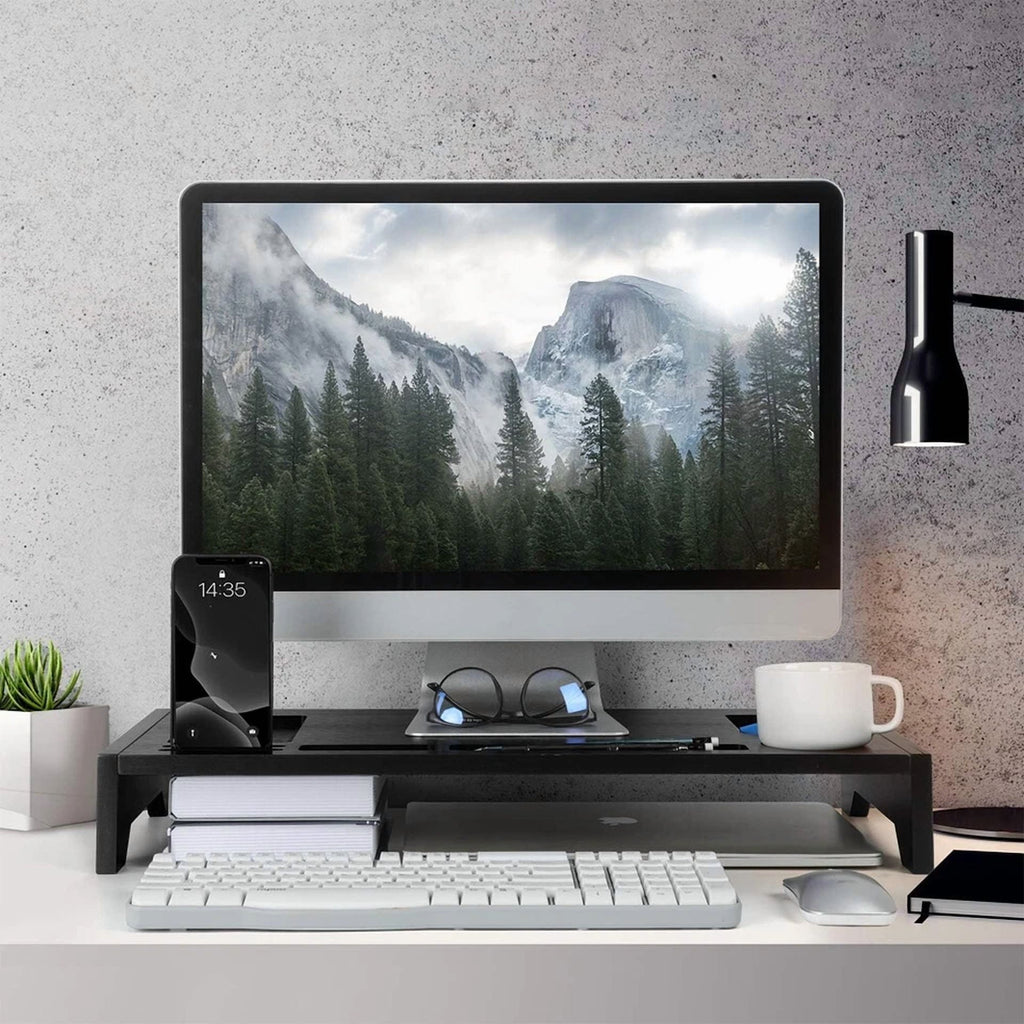 RHEA- 23" Monitor Stand Riser With Storage Organizer For Office Accessories Home Pc