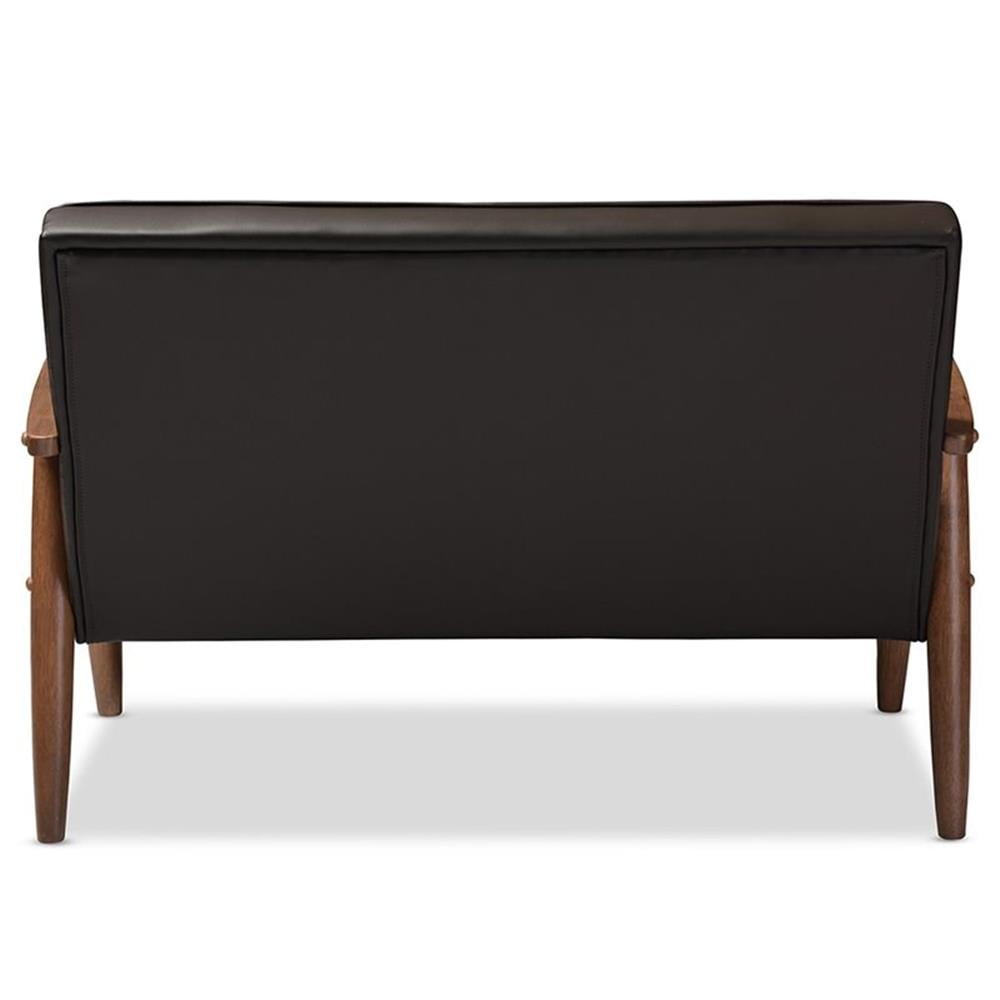 Allora Faux Leather Tufted Loveseat in Dark Brown