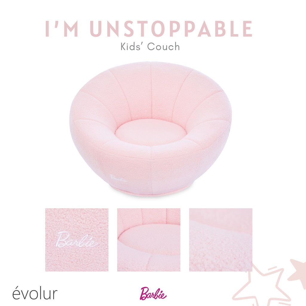 Barbie I'm Unstoppable Kid's Couch by Evolur In Pink