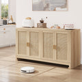 61.4"W Buffet Cabinet TV Stand, Accent Rattan Storage Cabinet with 4 Doors and Shelf, Sideboard Buffet Cabinet with Storage, Modern Console Table Coffee Bar Cabinet for Dining Room, Kitchen