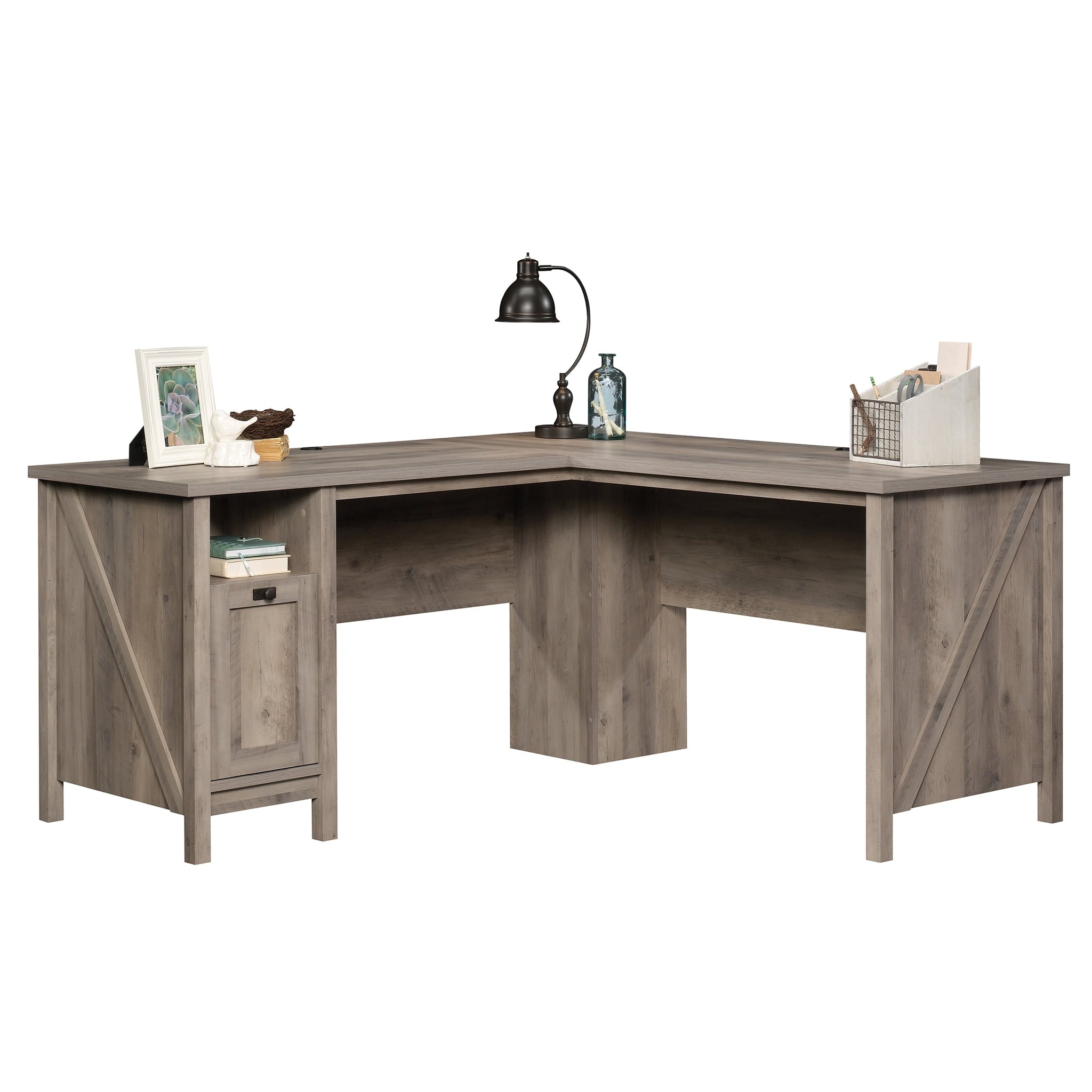 Better Homes & Gardens Modern Farmhouse L-Desk, Rustic Gray Finish