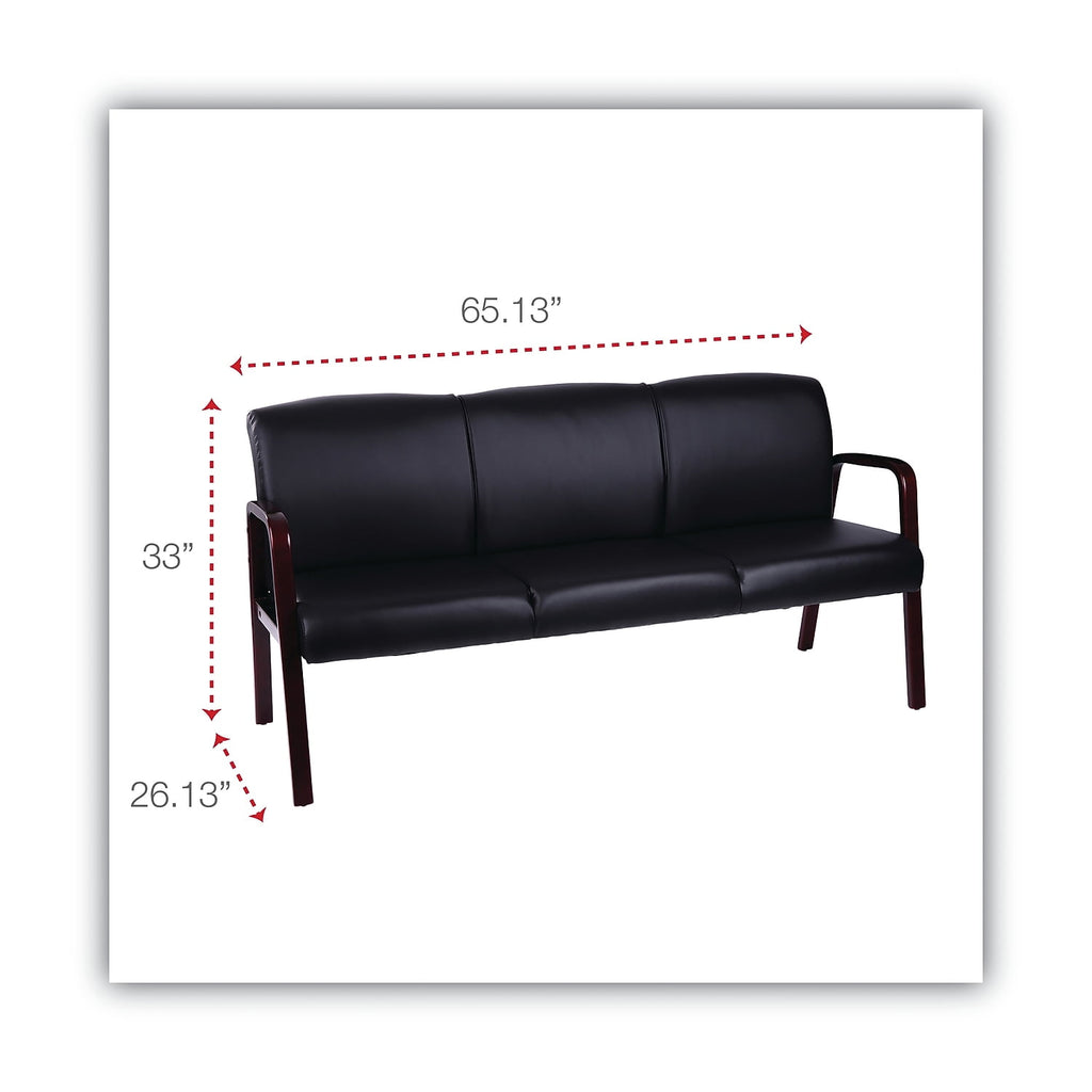 Alera ALERL2319M Reception Lounge WL Series 65.13 in. x 26.13 in. x 33 in. 3-Seat Sofa - Black