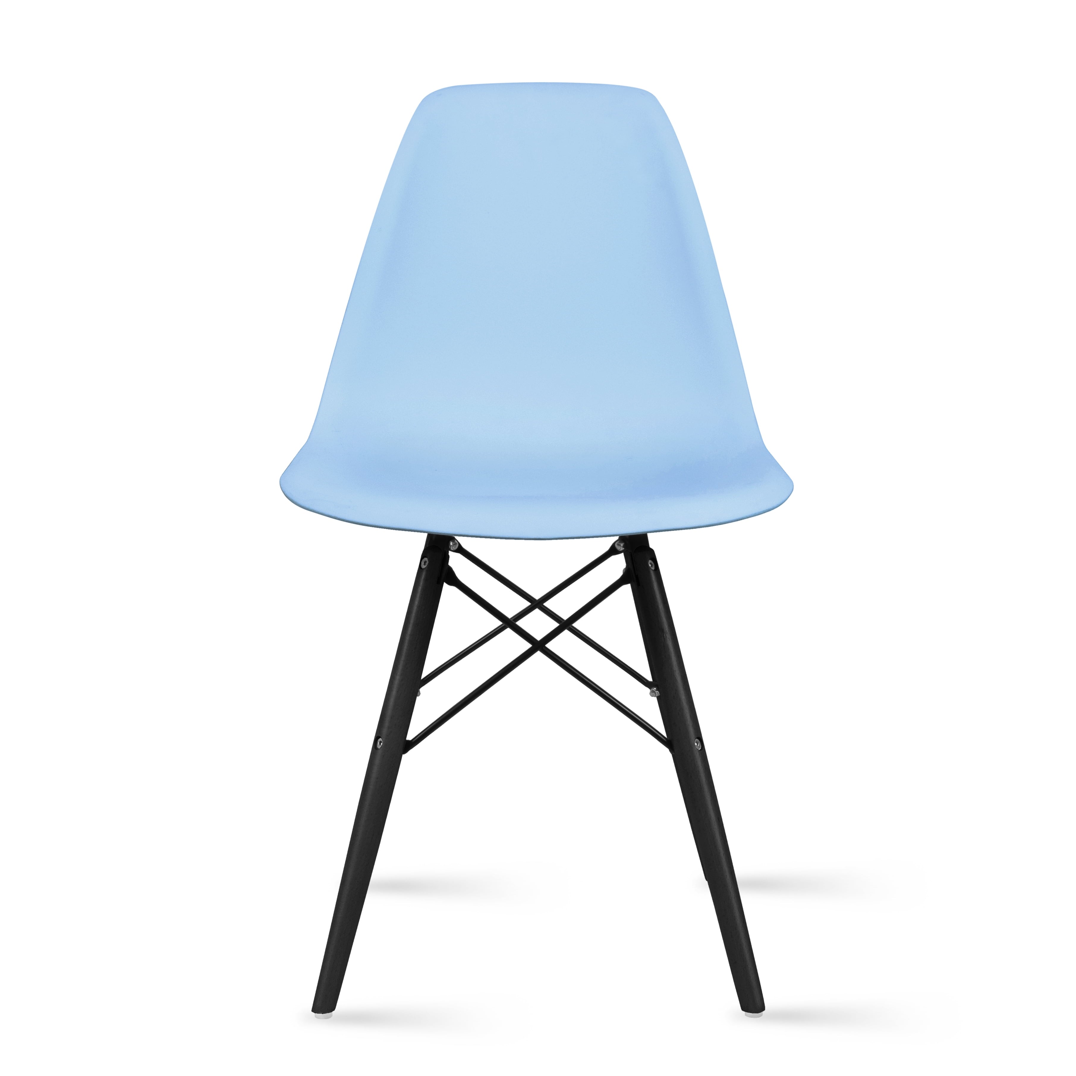 2xhome Blue Mid Country Modern Molded Shell Designer Plastic Chair Side No Arms Wheels Armless Dark Wood Wooden Eiffel for Dining Room Bedroom Kitchen Accent Office DSW Comfortable Desk