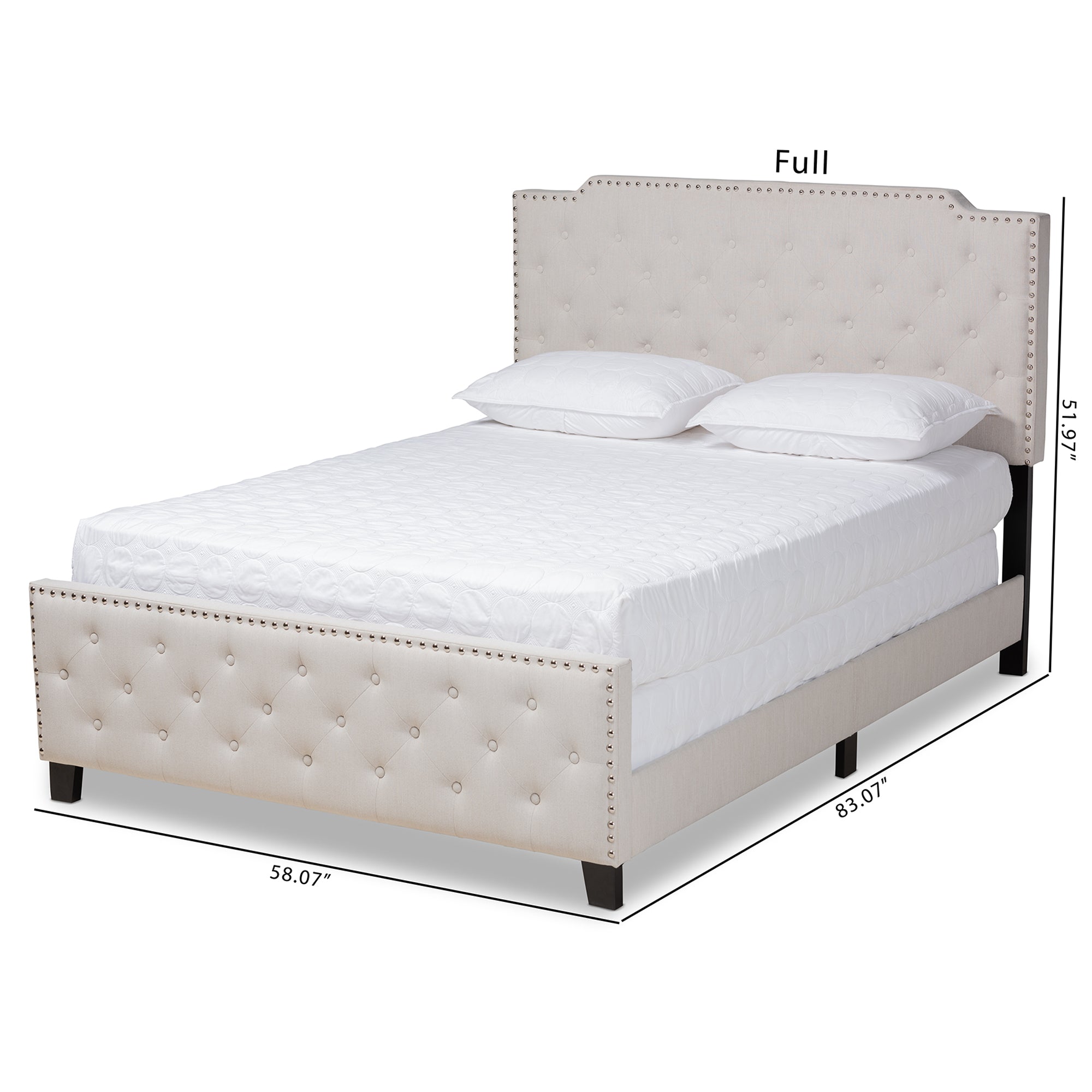Baxton Studio Marion Modern Transitional Beige Fabric Upholstered Button Tufted Full Size Panel Bed
