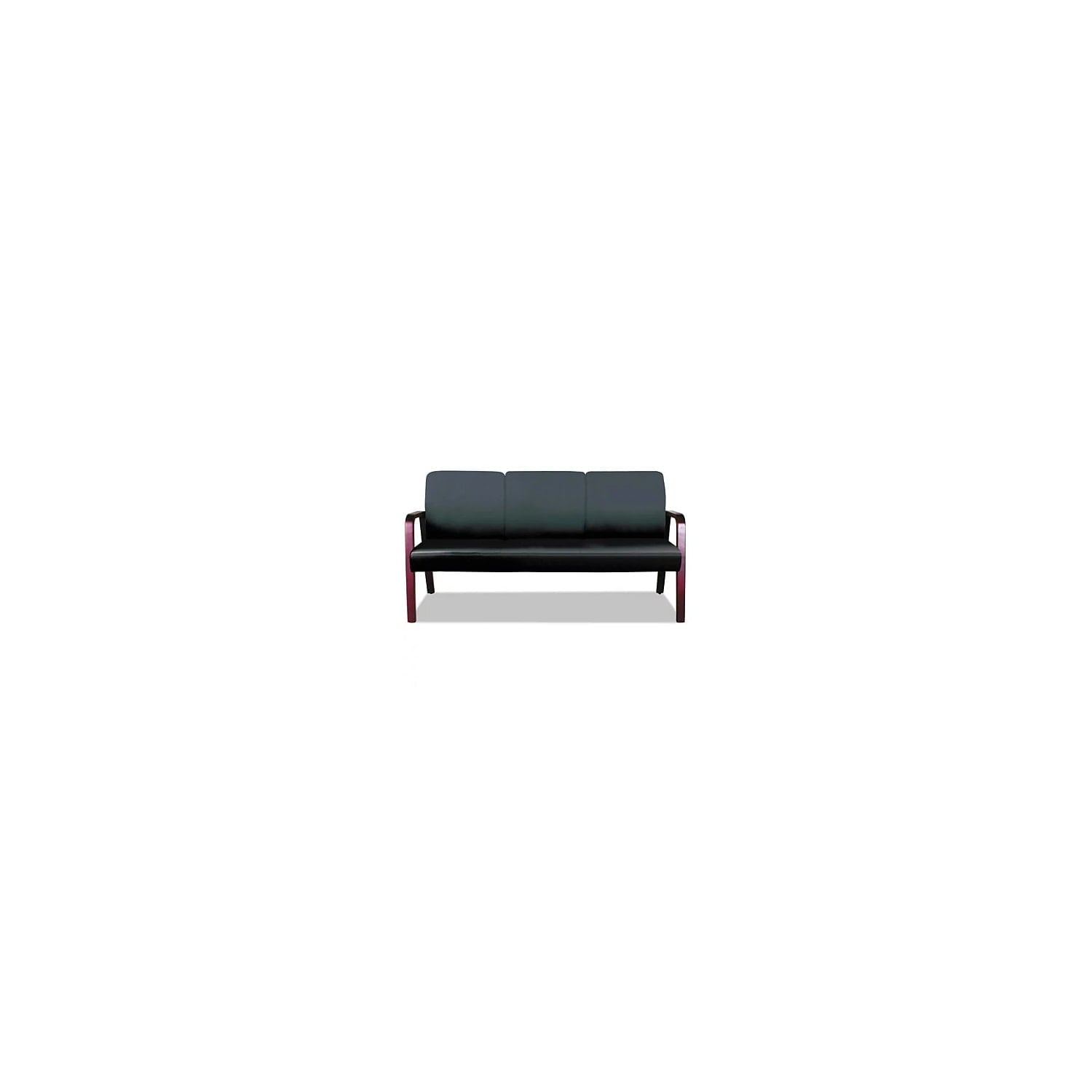 Alera ALERL2319M Reception Lounge WL Series 65.13 in. x 26.13 in. x 33 in. 3-Seat Sofa - Black