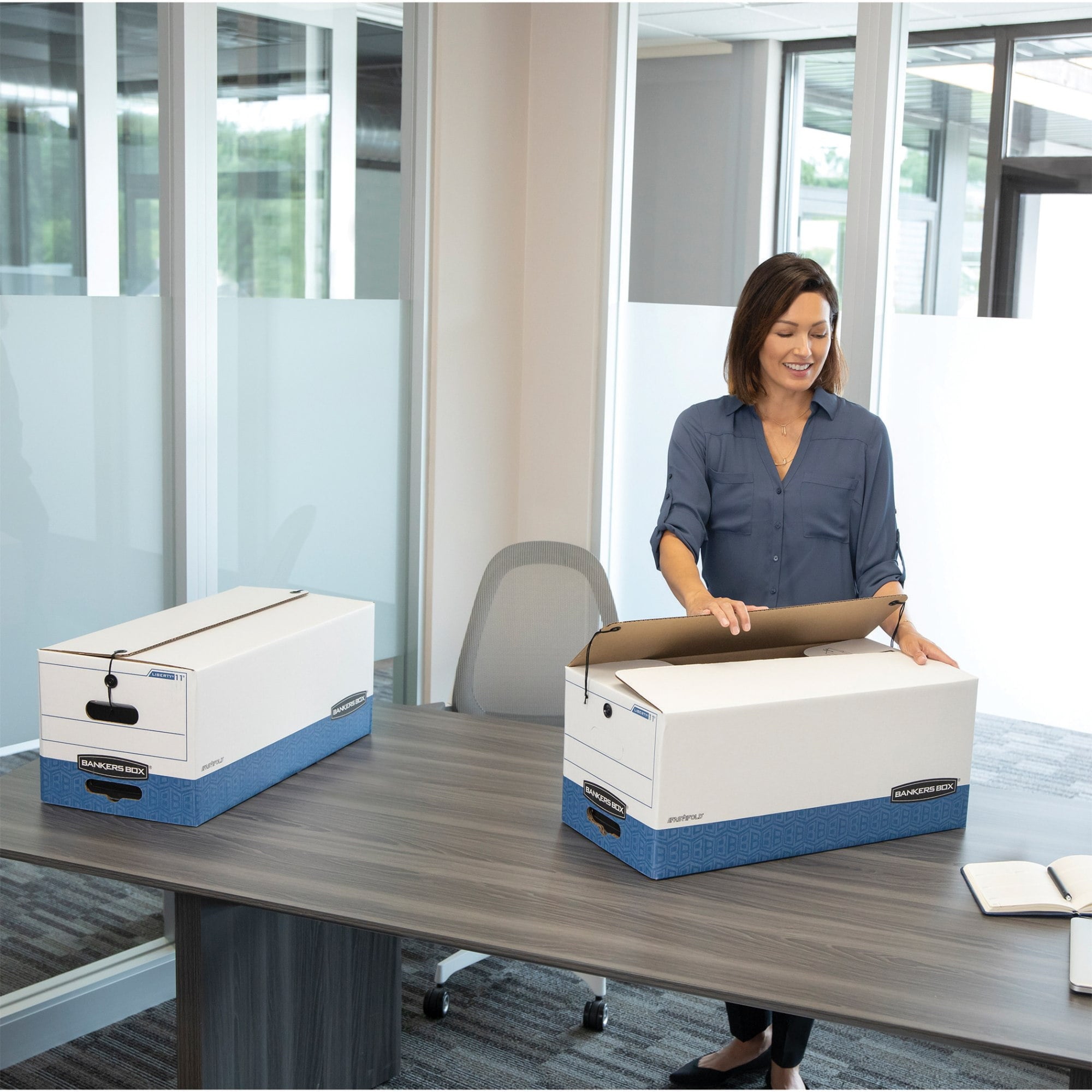 Bankers Box Liberty Heavy-Duty Strength Storage Boxes for Legal Files, White or Blue, 12 per Pack