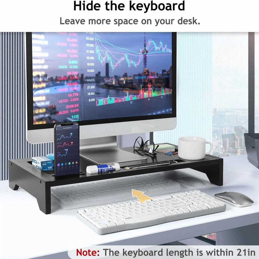 RHEA- 23" Monitor Stand Riser With Storage Organizer For Office Accessories Home Pc