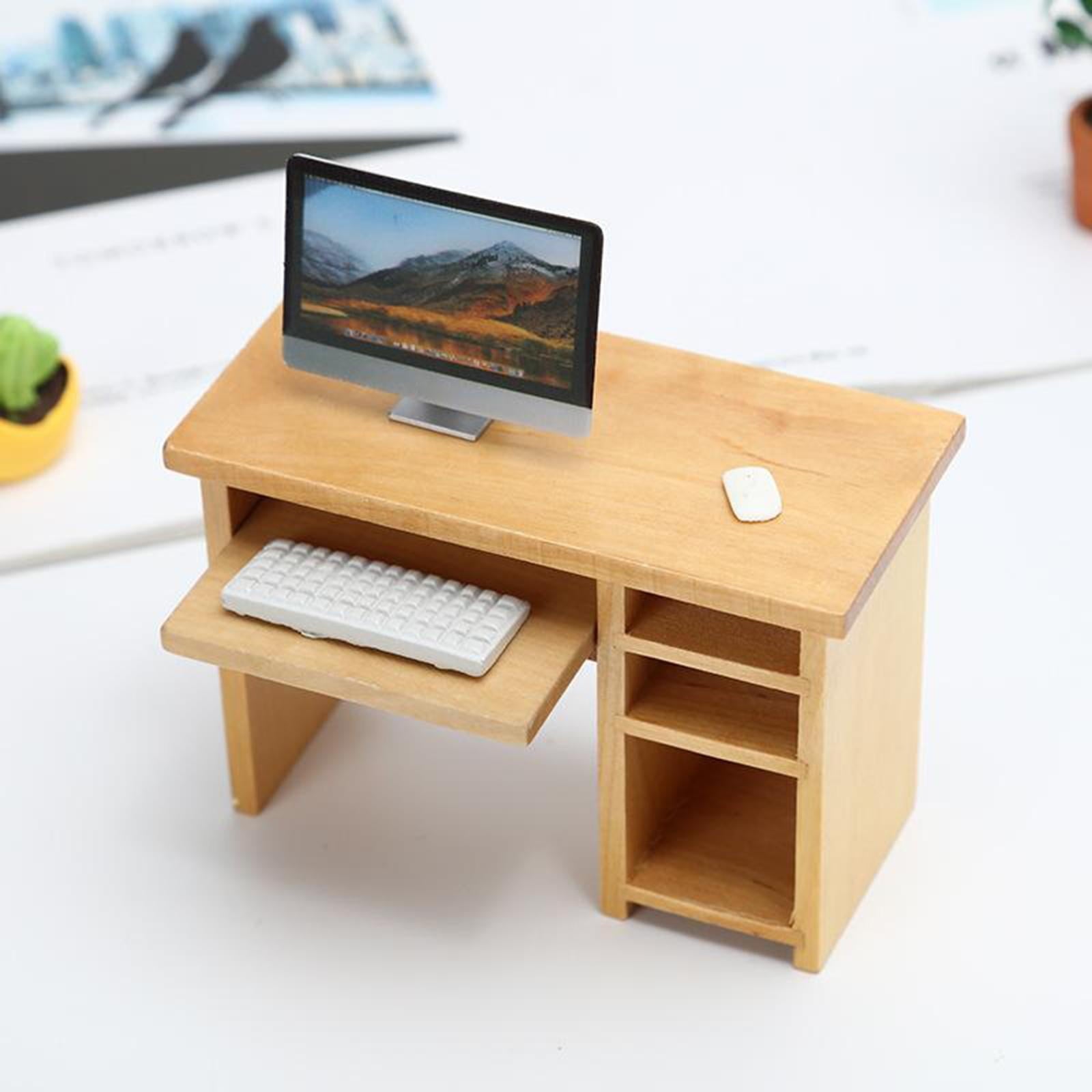 1:12 Desk with Mouse and Keyboard Supplies Scenery