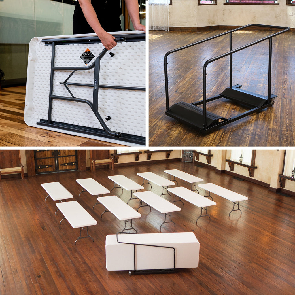 Lifetime 8 ft. Folding Tables, White, Set of 22 with Cart, Indoor/Outdoor, Commercial Grade, (80135)