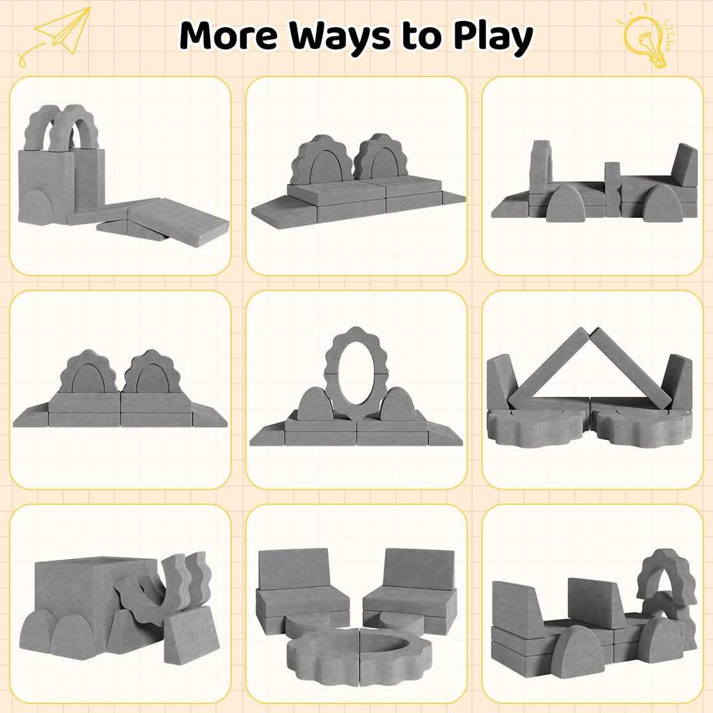 Arlopu Baby Couch Sofa 10Pcs Creative Modular Toddler Couch Convertible Toddler Play Sofa for Playroom Creative Boy Girl