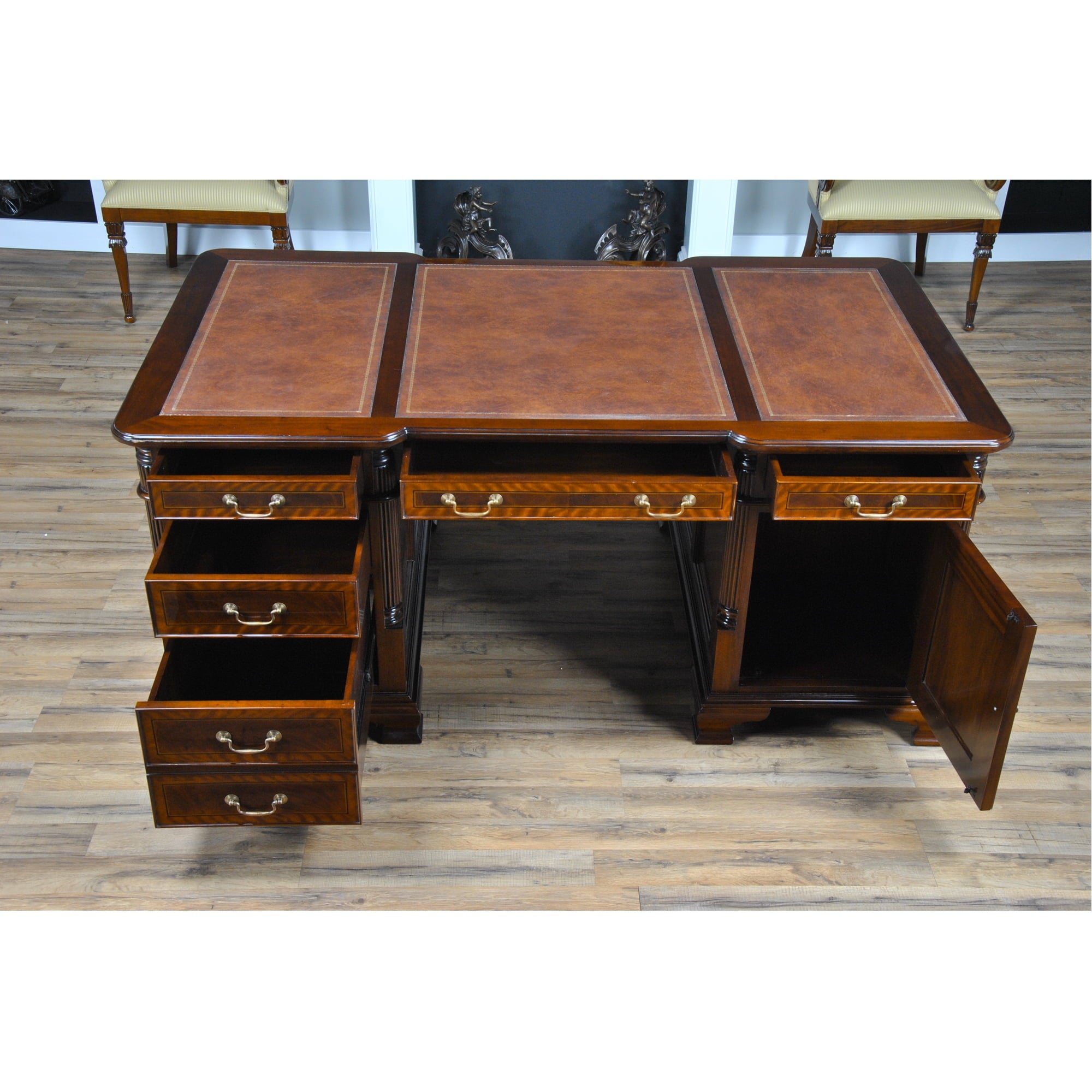 Banded Mahogany Partners Desk