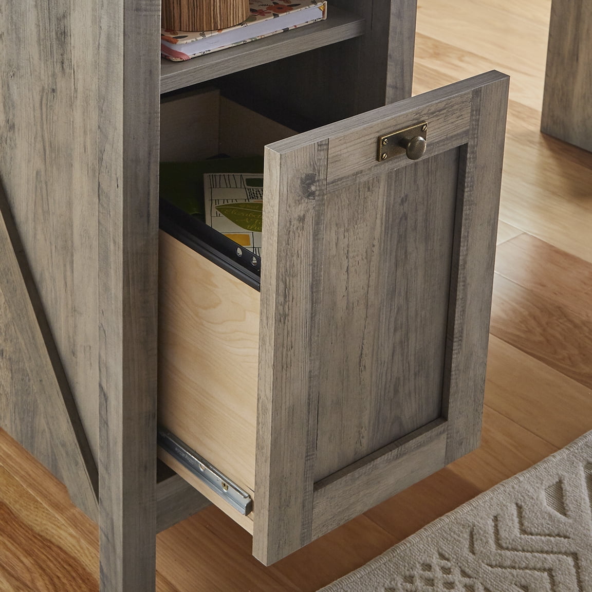 Better Homes & Gardens Modern Farmhouse L-Desk, Rustic Gray Finish
