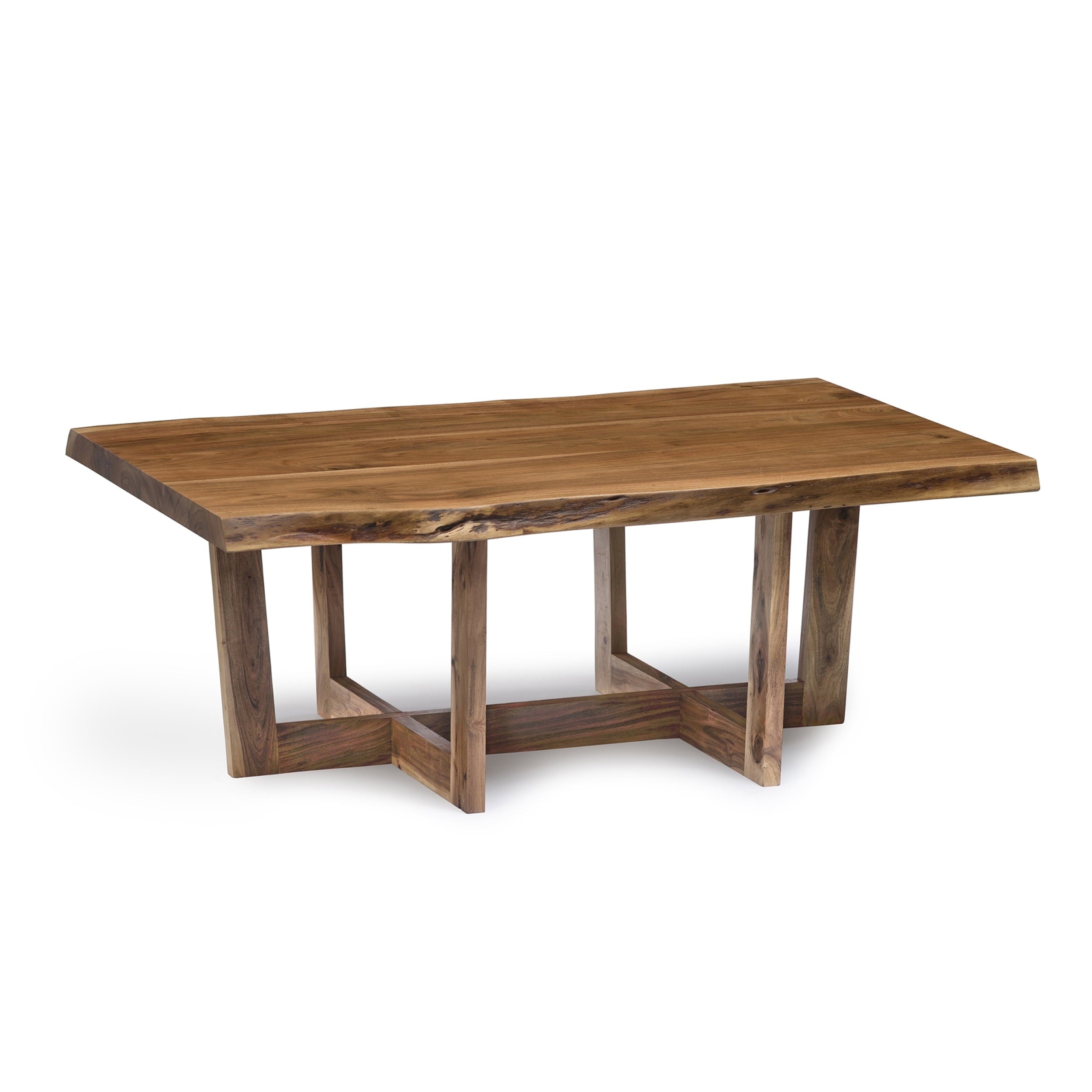 Alaterre Furniture Berkshire 48 in. Live Edge Acacia Wood Coffee Table, Handcrafted with Floor Protectors, Modern Industrial Farmhouse Accent Table, Natural