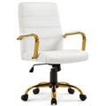 Alden Designs Mid-Back Executive Swivel Office Chair with Metal Frame and Arms, White