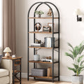 Arched Bookshelf, 5-Tier Open Bookshelf, Modern Storage Bookcase with Metal Frame and Shelves, Freestanding Display Rack Tall Shelving Unit for Bedroom, Living Room, Home Office