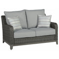 Ashley Furniture Elite Park Outdoor Fabric Loveseat with Cushion in Gray