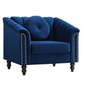 Aukfa Sofa Chair, Velvet Accent Chair with Pillow for Living Room, Blue
