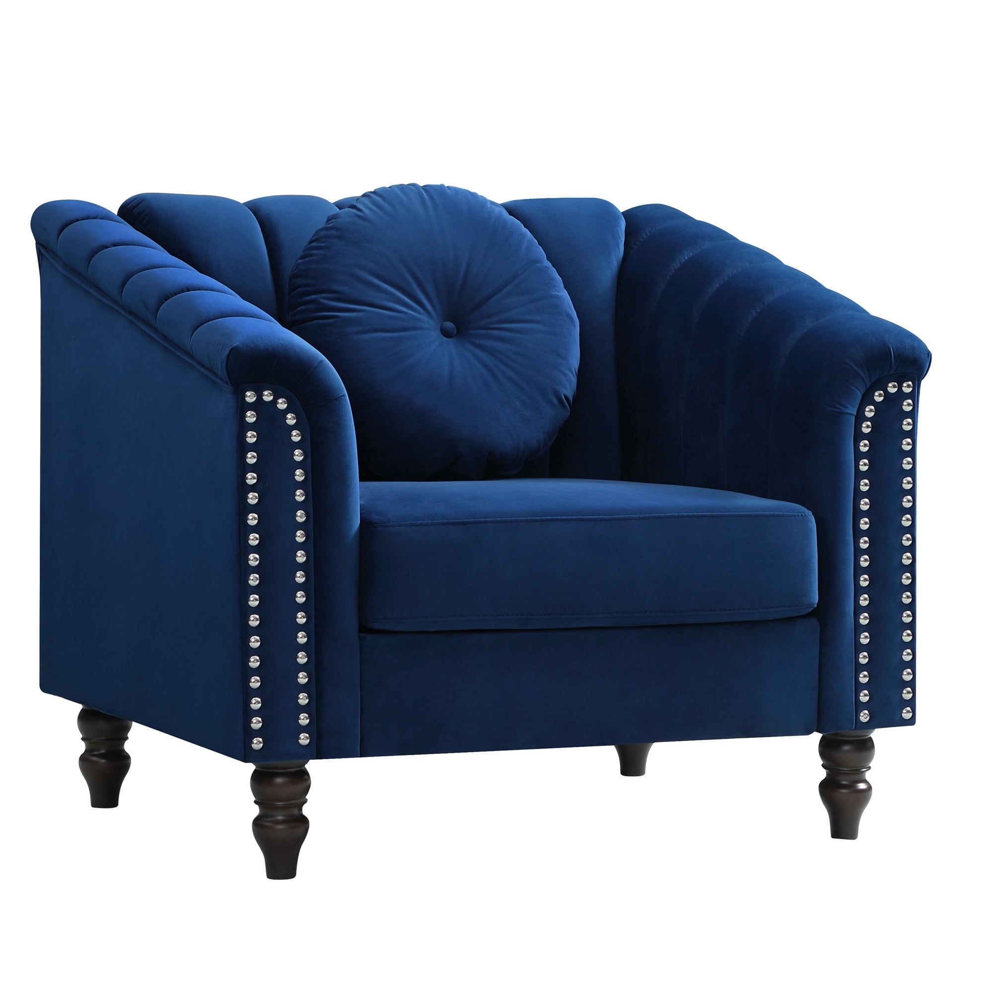 Aukfa Sofa Chair, Velvet Accent Chair with Pillow for Living Room, Blue