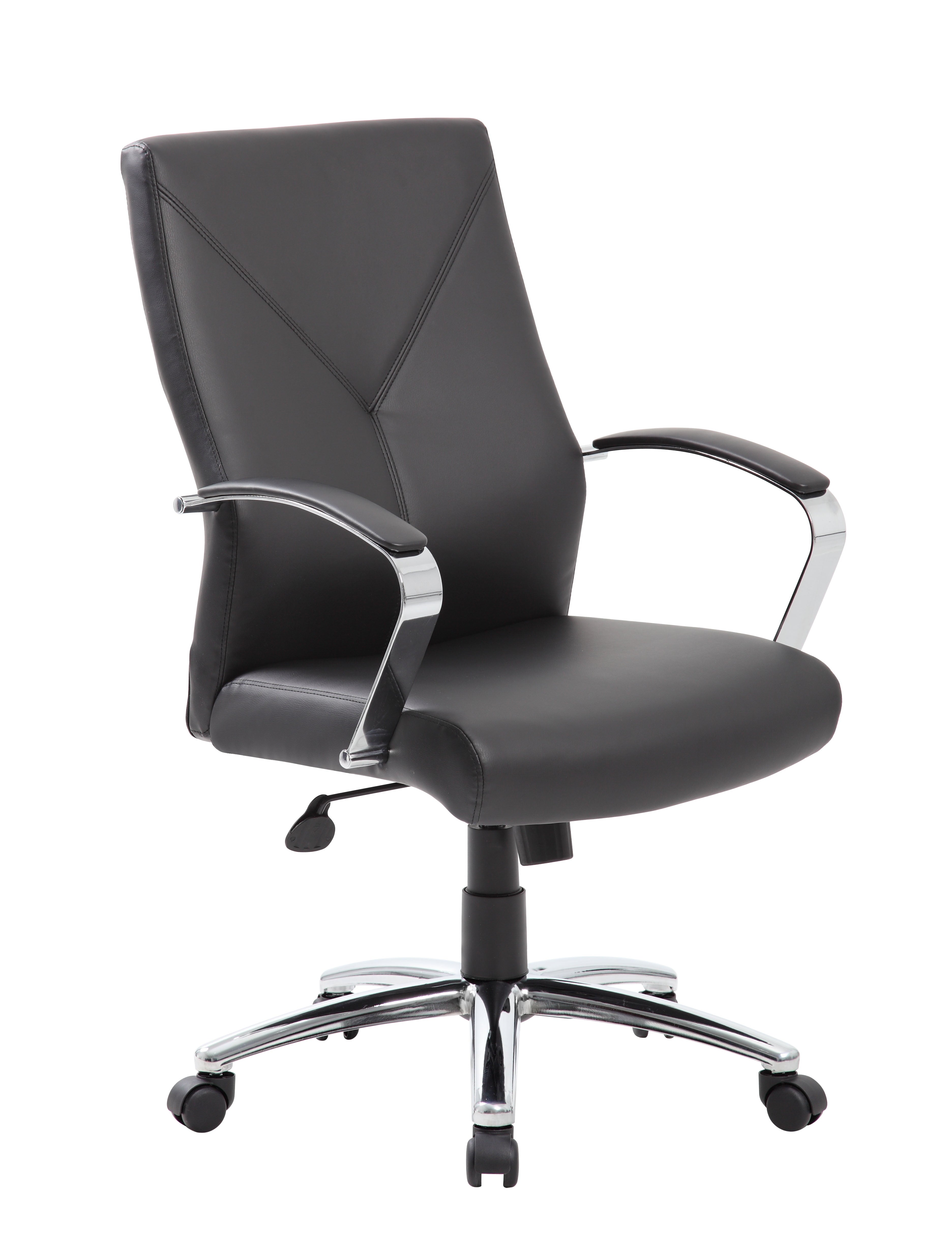 Boss Office Products LeatherPlus Home Office Adjustable Executive Chair with Casters, Black