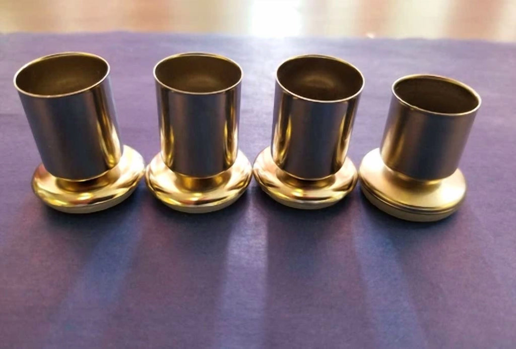 (Four) Bar Stool Chair Silver Metal Floor Glide For Bar Stools About 1 1/4" Tall