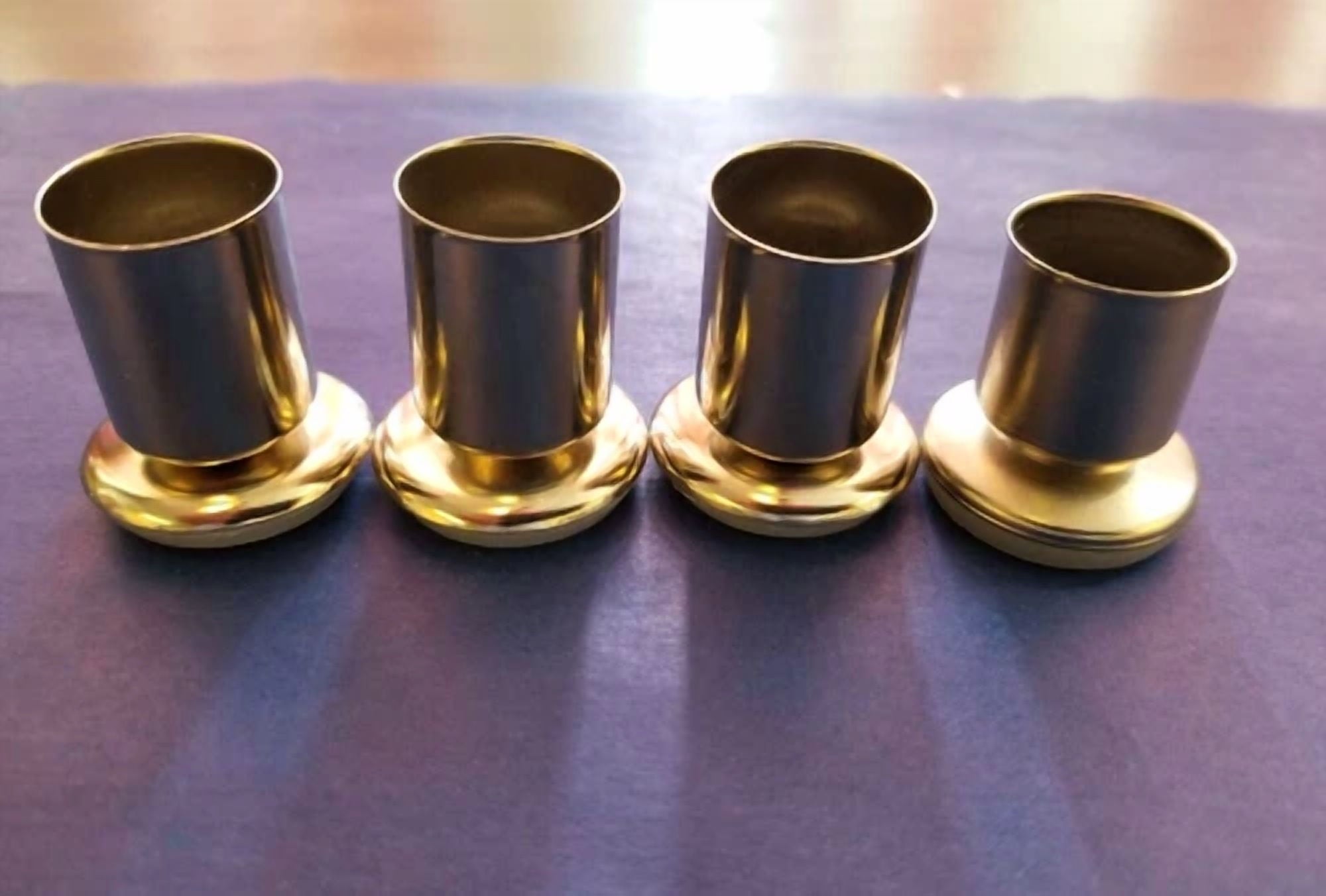 (Four) Bar Stool Chair Silver Metal Floor Glide For Bar Stools About 1 1/4" Tall