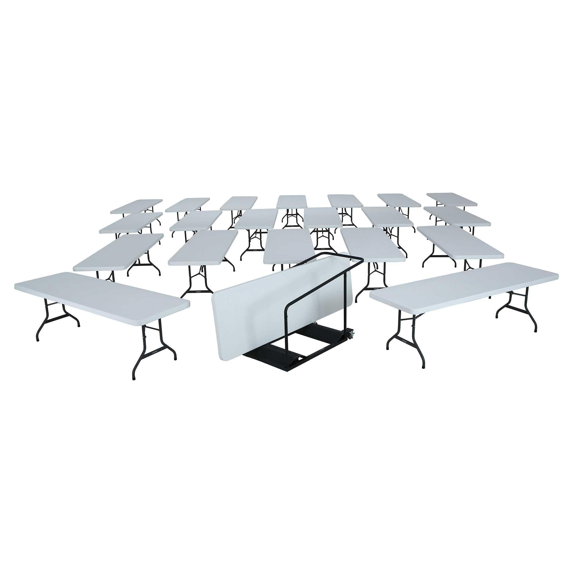 Lifetime 8 ft. Folding Tables, White, Set of 22 with Cart, Indoor/Outdoor, Commercial Grade, (80135)