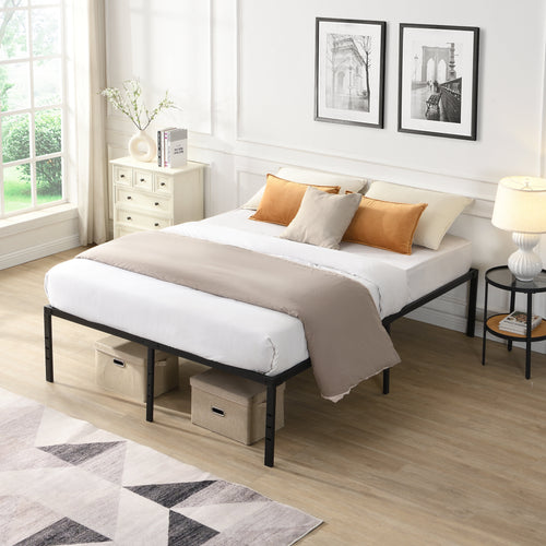 18in Queen Bed Frames, LEGAHOME Heavy Duty Queen Size Metal Platform Bed Frame, Queen Bed No Box Spring Needed with Adjustable Height, Queen