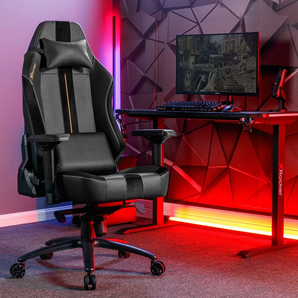 X-Rocker Onyx Gaming Chair, Ergonomic Fabric PC Gamer Chair, Adjustable Chair for Home Office,